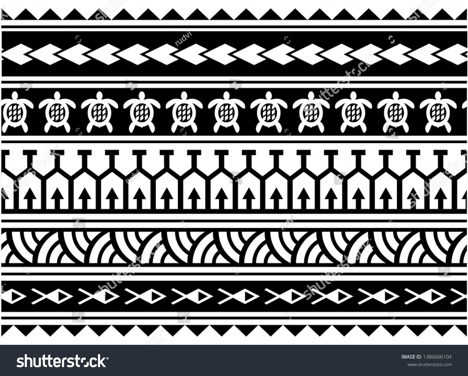 Tribal Polynesian Pattern Border Tattoo Sleeve Stock Vector (Royalty ...