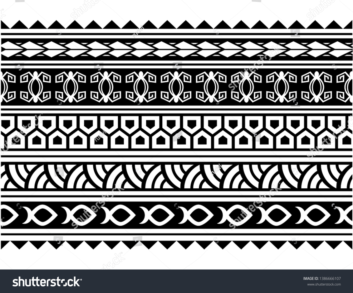 Maori Seamless Art Bracelet Ornament Tribal Stock Vector (Royalty Free ...