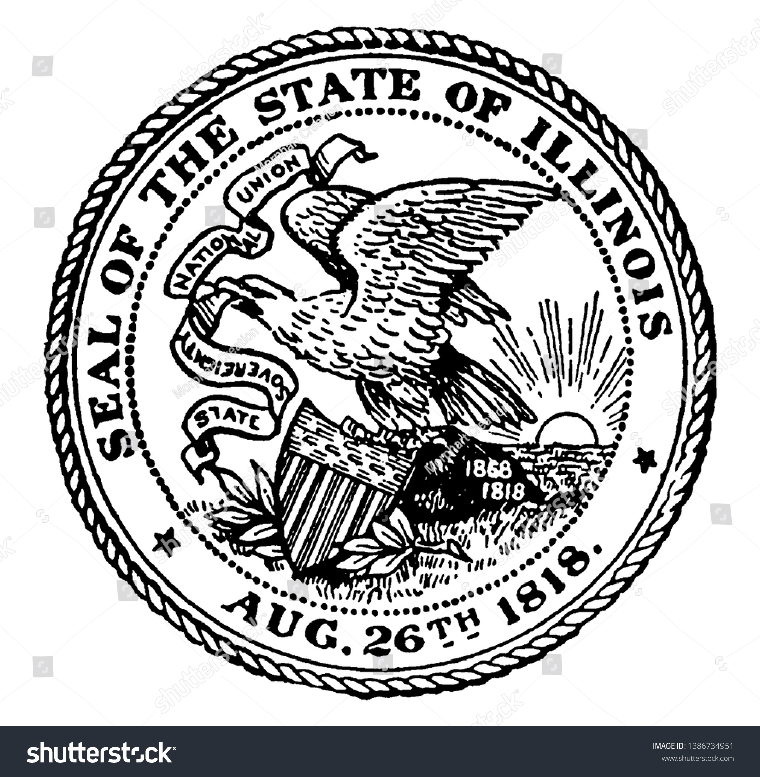 Seal State Illinois 1818 Seal Shows Stock Vector (Royalty Free