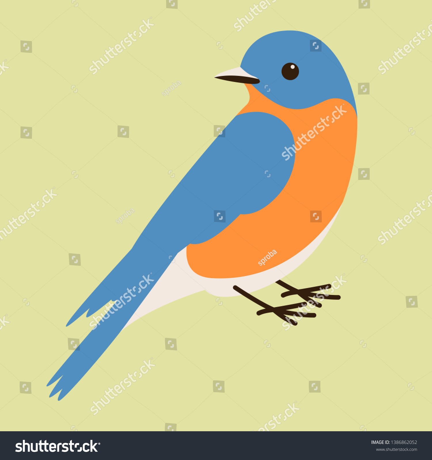 Bluebird Vector Illustrationflat Style Profile Side Stock Vector