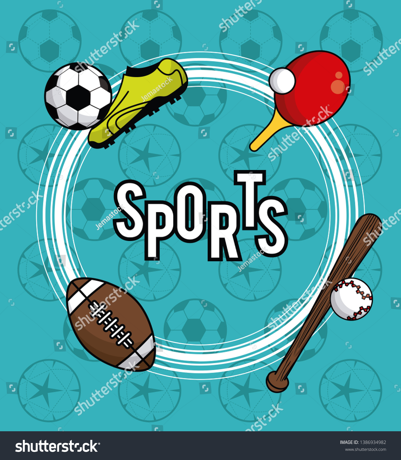 Sports Balls Equipment Vibrant Card Background Stock Vector (Royalty ...