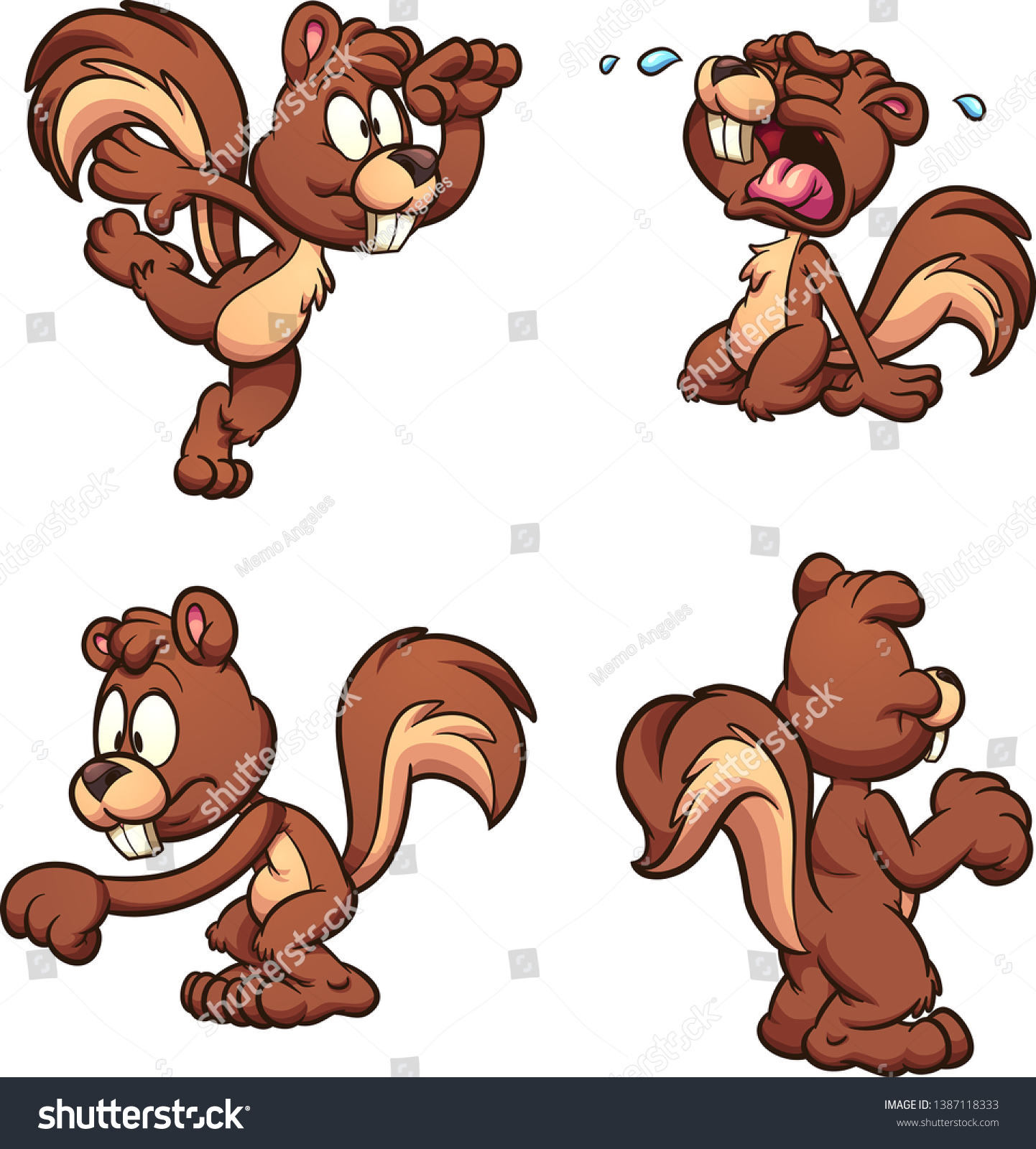 Cartoon Squirrel Different Expressions Poses Clip Stock Vector (Royalty ...