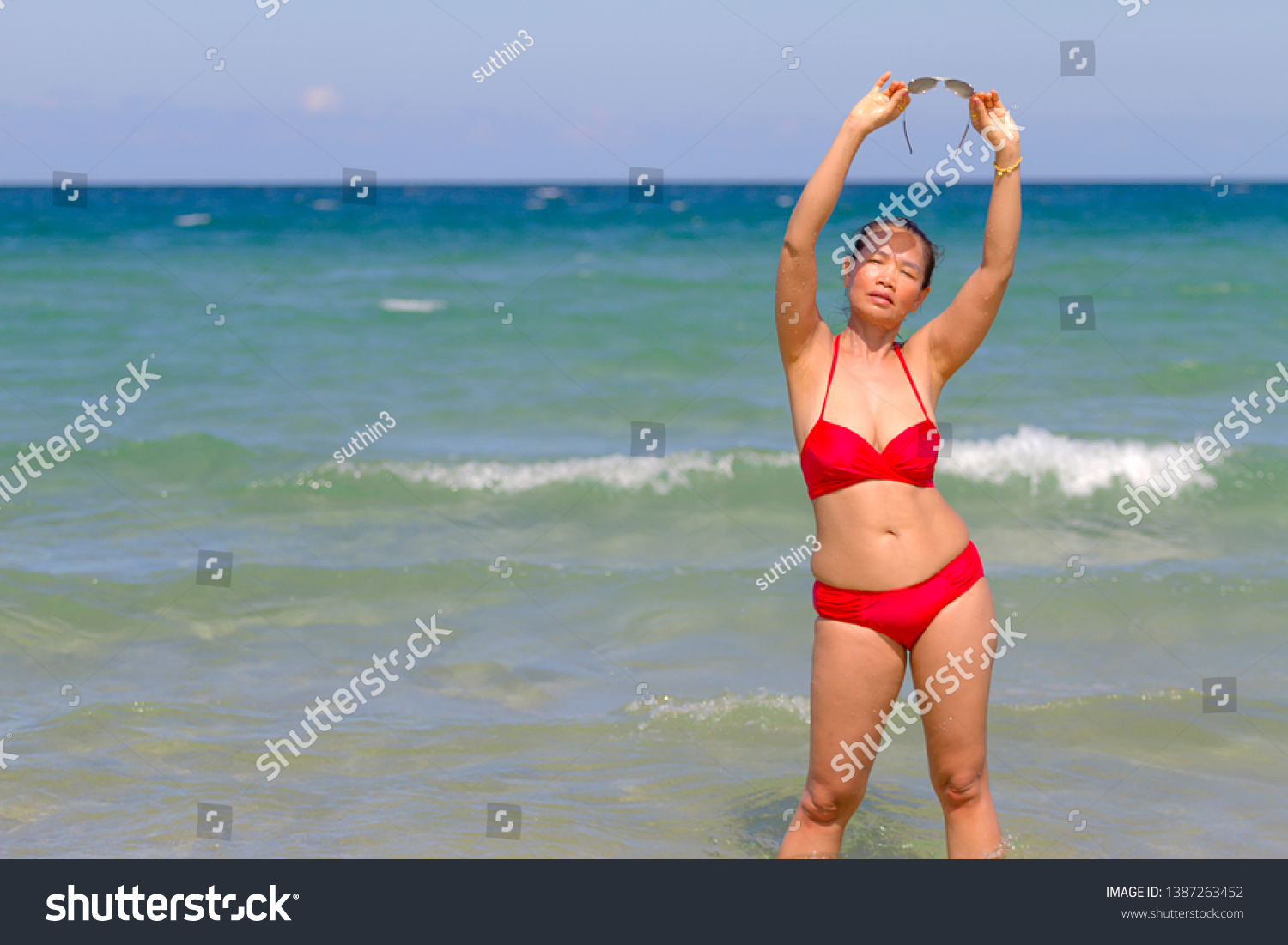 Woman Relax Red Bikini On Beach Stock Photo Shutterstock