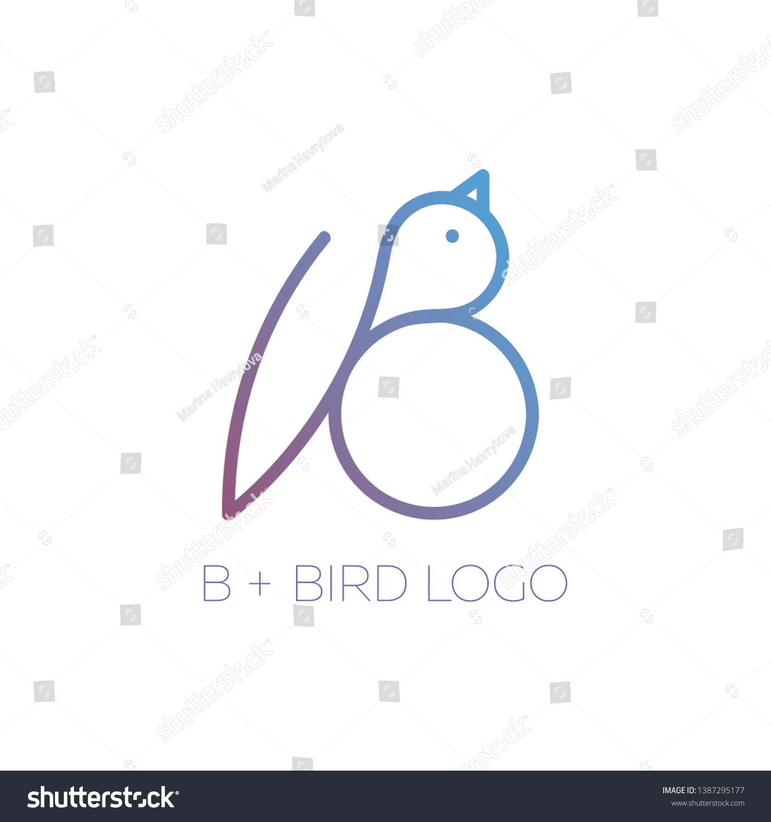 Letter B Bird Vector Line Logo Stock Vector (Royalty Free) 1387295177 ...