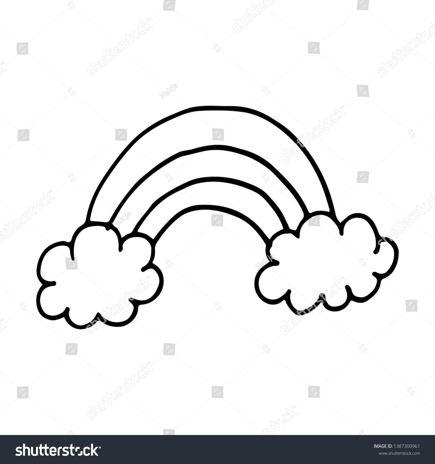 Rainbow Clouds Vector Hand Drawn Doodle Stock Vector (Royalty Free ...