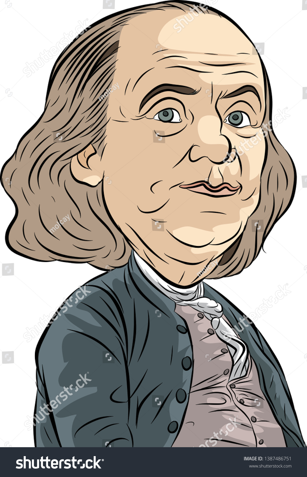 Benjamin Franklin Vector Caricature Portrait Stock Vector (Royalty Free ...