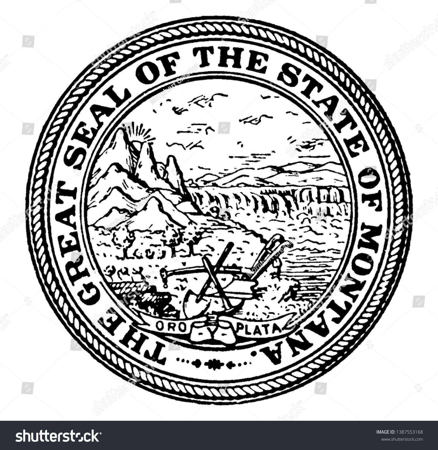 Great Seal State Montana Seal Shows Stock Vector (royalty Free 