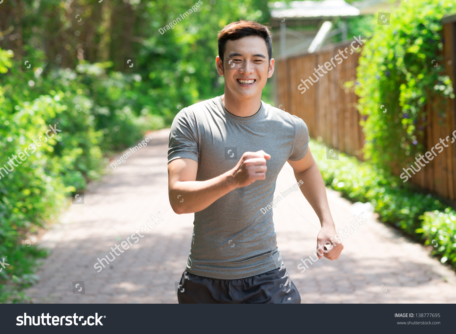 Image Laughing Jogger Going Sports Outside Stock Photo 138777695 ...