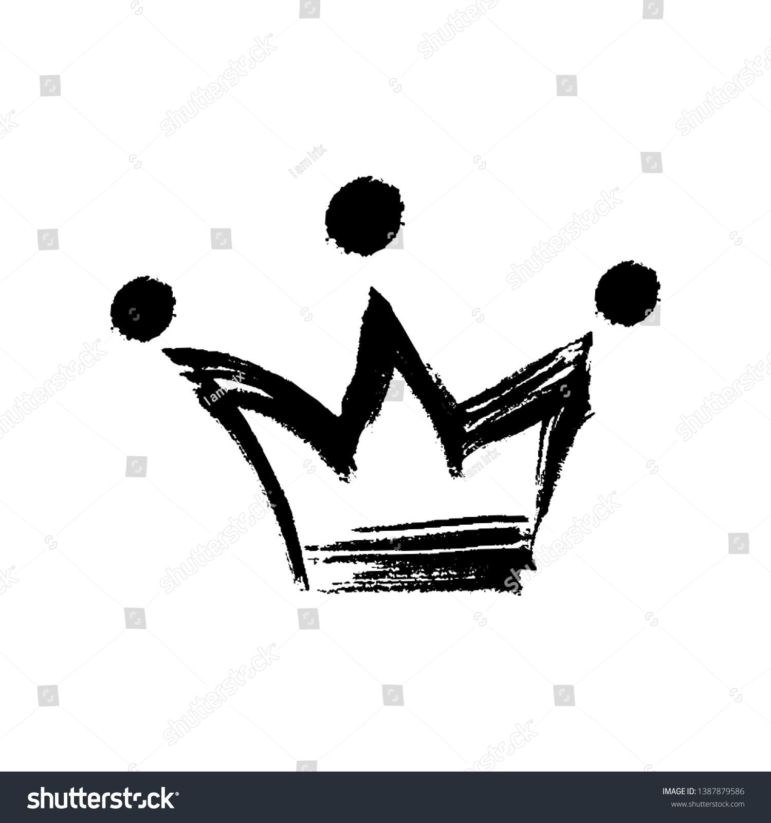 Hand Drawn Isolated Crown Black Silhouette Stock Illustration ...