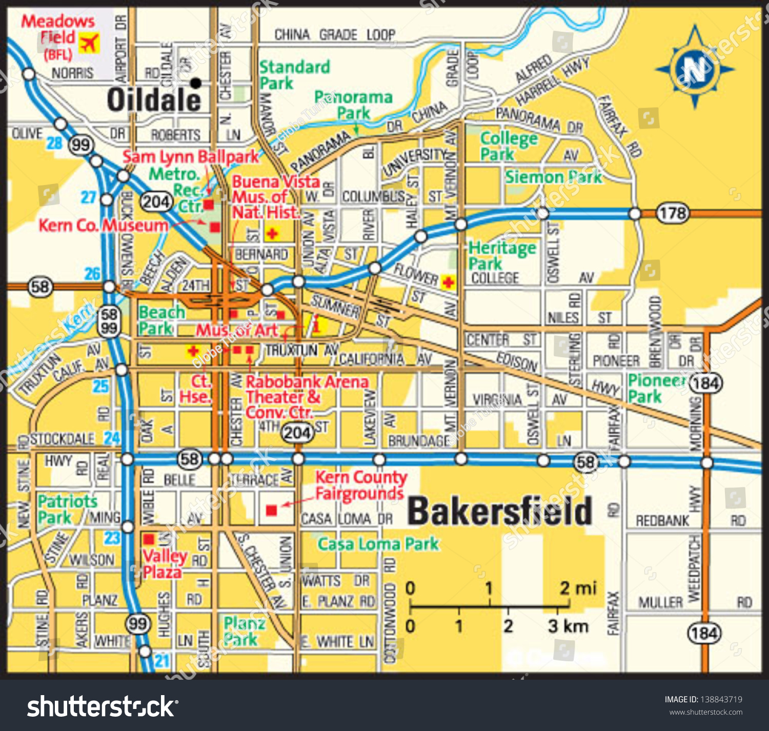 Hakuun Bakersfield California Area Map liittyvä vektorikuva (rojaltivapaa) ...
