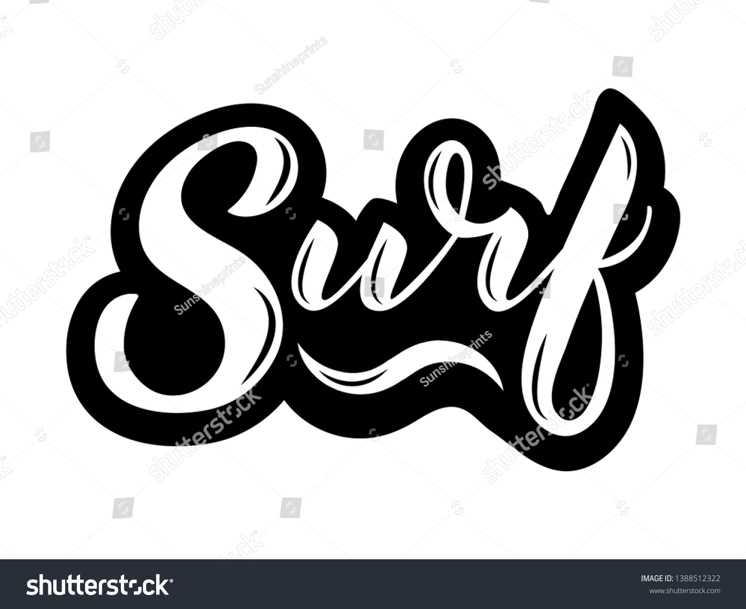 Hand Sketched Vector Surf Lettering Typography Stock Vector (Royalty ...