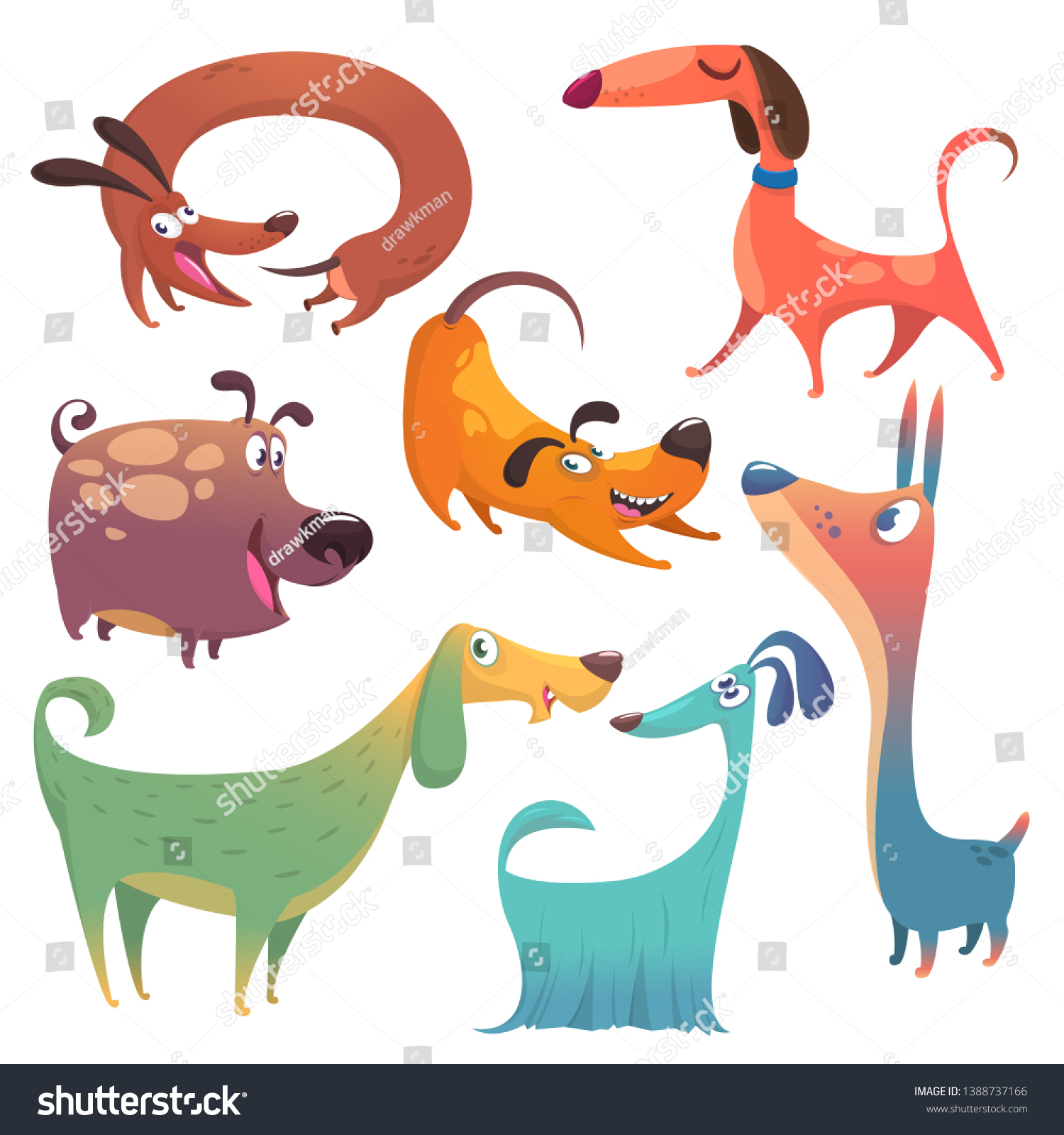 Cartoon Dogs Set Vector Illustrations Dogs Stock Vector (Royalty Free ...