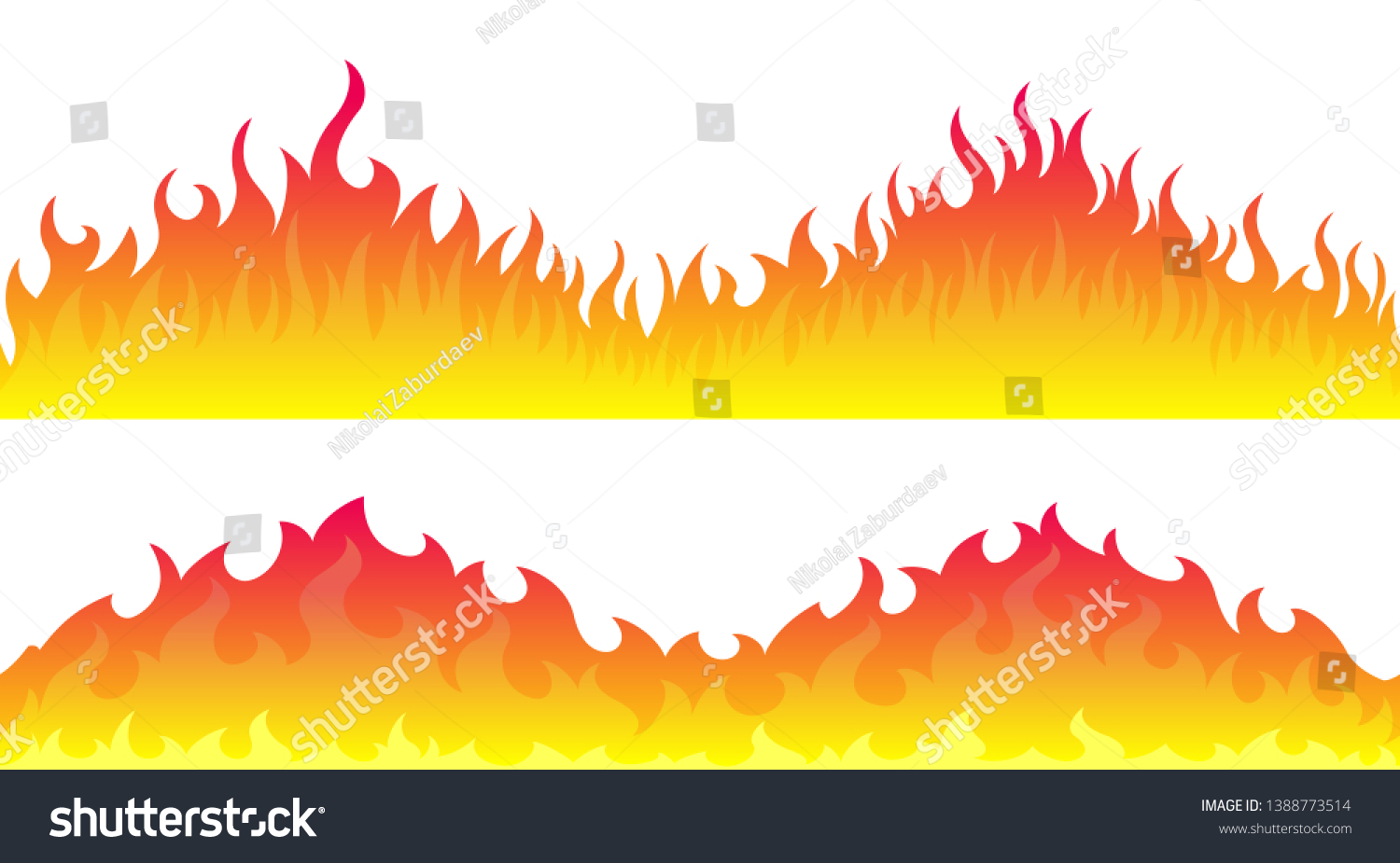 Cartoon Fire Flame Frame Borders Seamless Stock Vector (Royalty Free ...