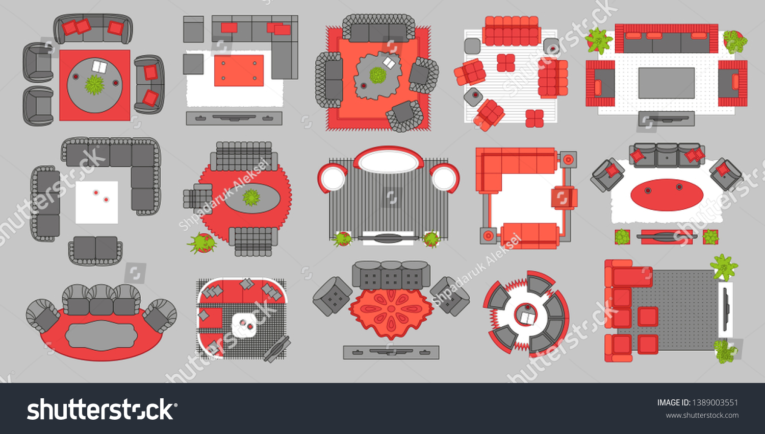 Vector Set Living Rooms Floor Plan Stock Vector (Royalty Free ...