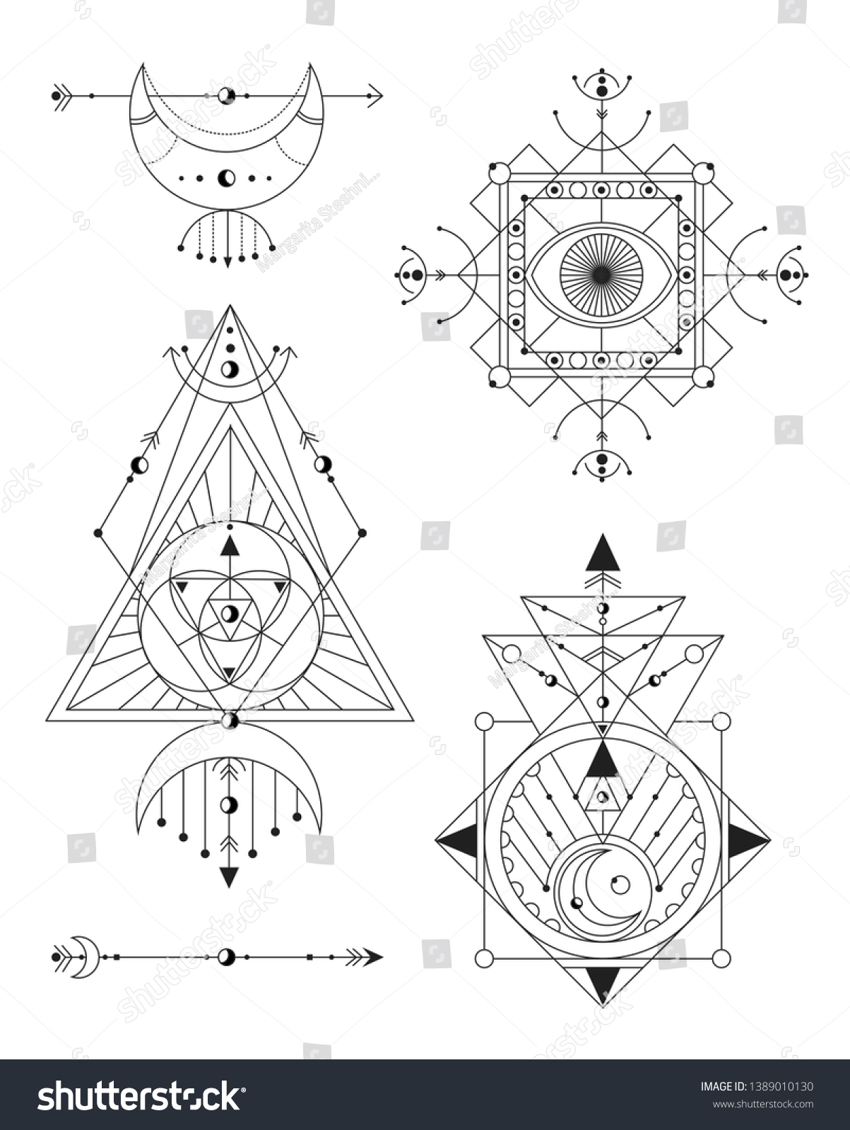 Sacred Geometry Vector Illustration Black White Stock Vector (Royalty ...