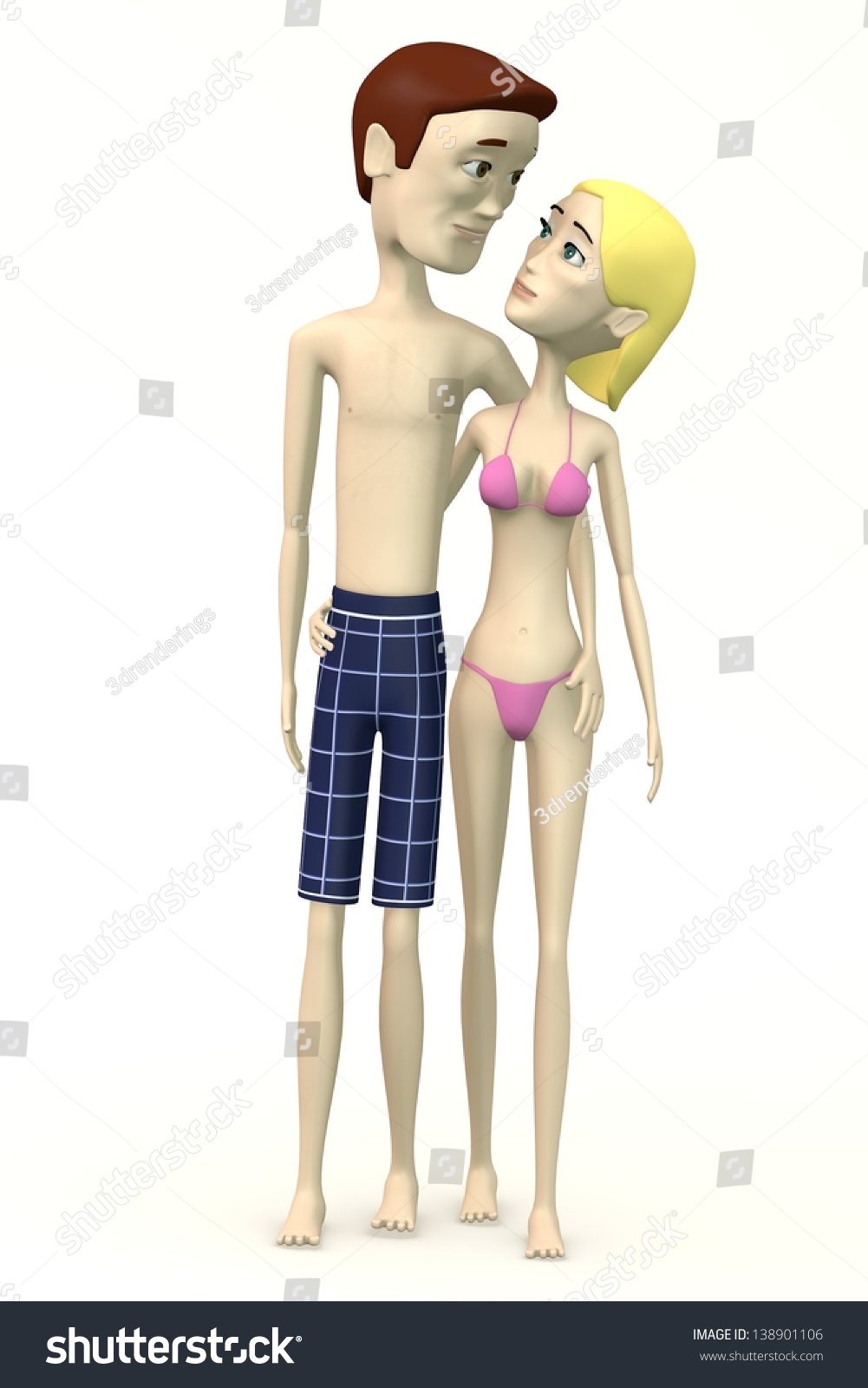 3d Render Cartoon Characters Hugging Stock Illustration 138901106 Shutterstock 3905