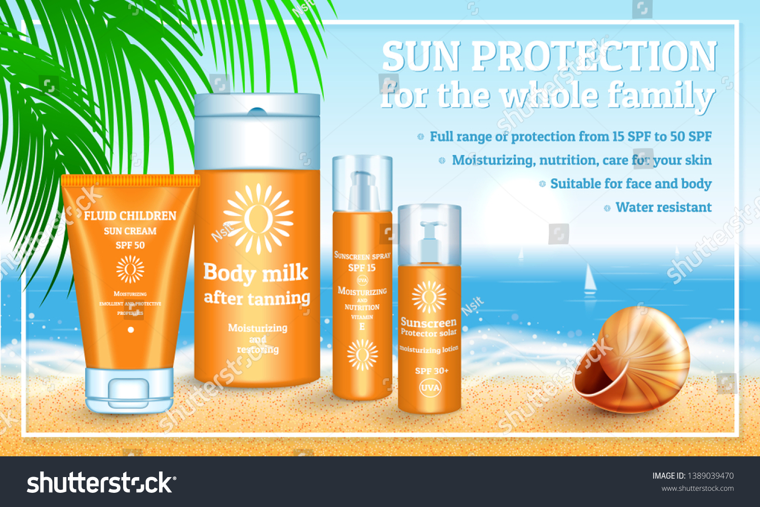 Sunscreen Concept Banner Realistic Illustration Sunscreen Stock ...