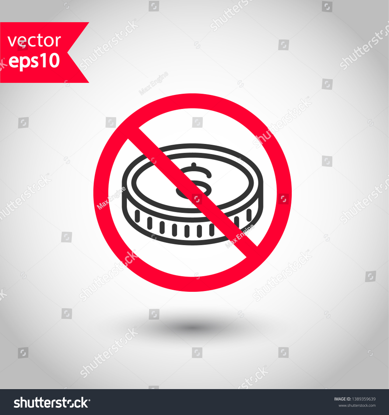 No Cash Icon Do Not Play Stock Vector (Royalty Free) 1389359639 ...