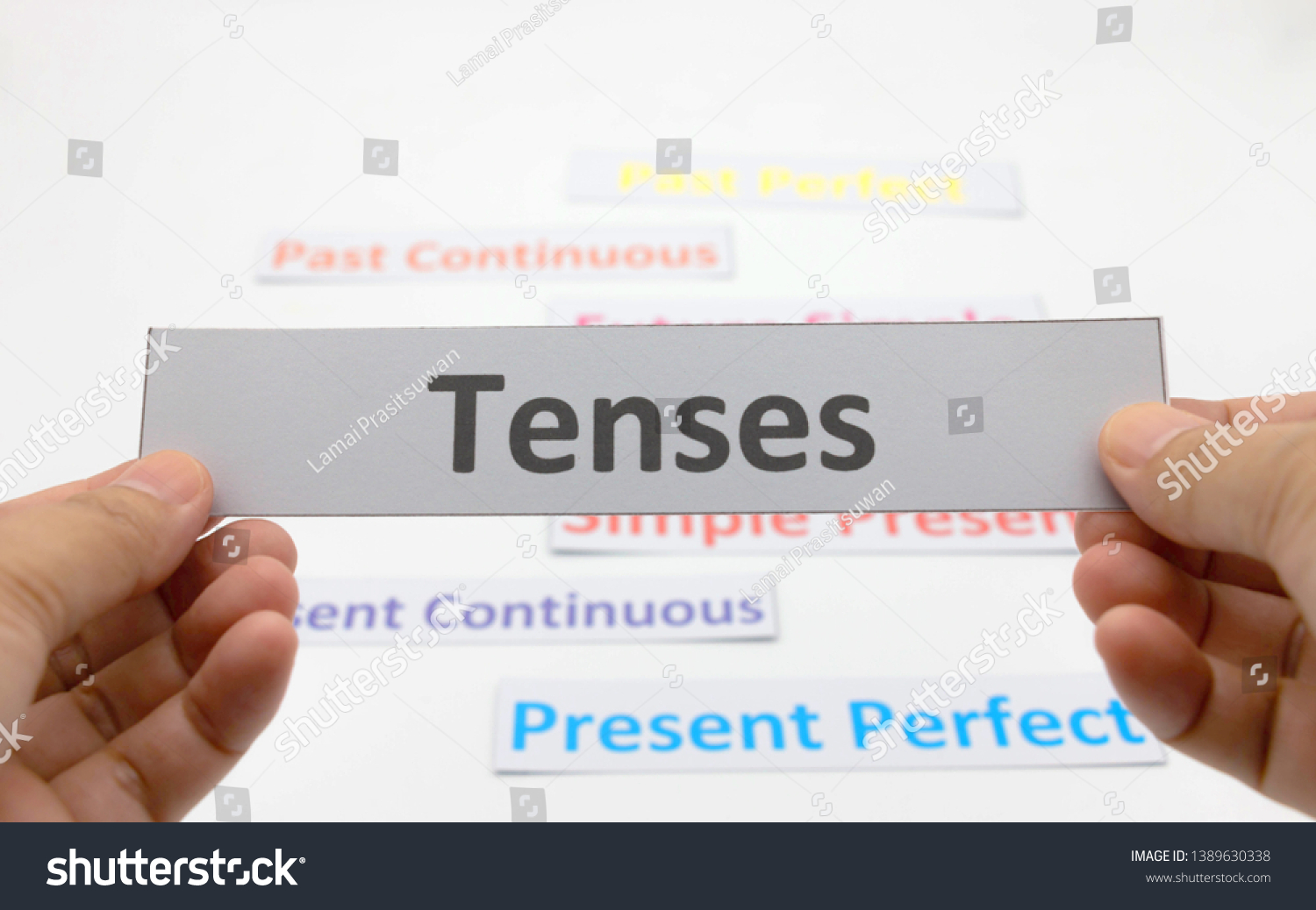 Tenses Card Over Blur Cards Background Stock Photo 1389630338 ...