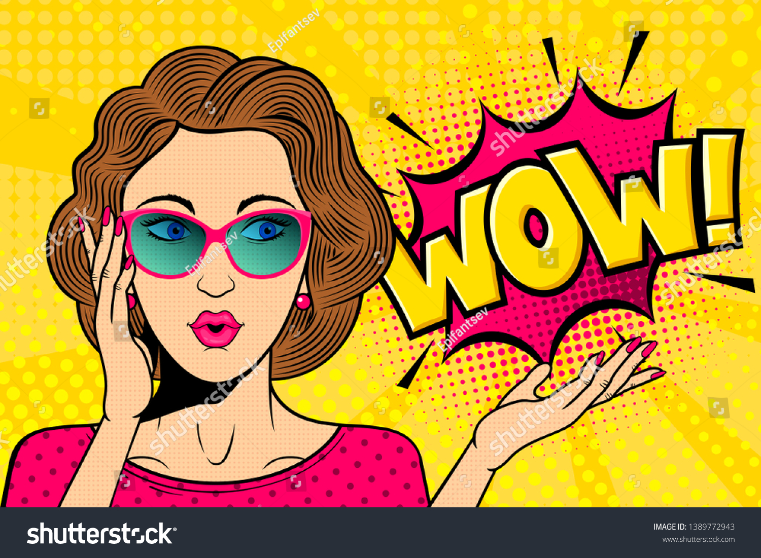 Pop Art Surprised Female Face Comic Stock Vector (Royalty Free ...