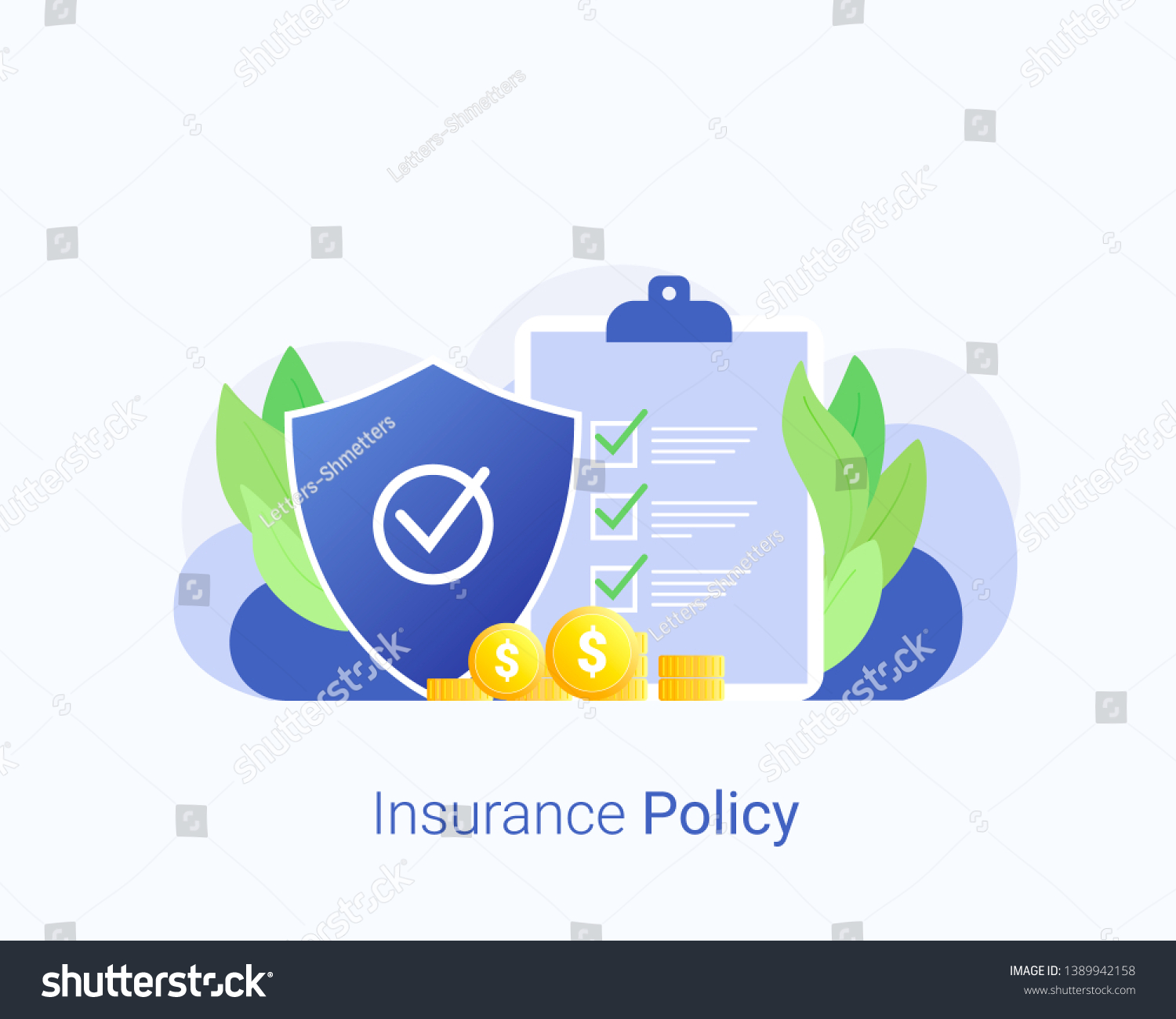 Insurance Policy Concept Check List Shield Stock Vector (Royalty Free ...