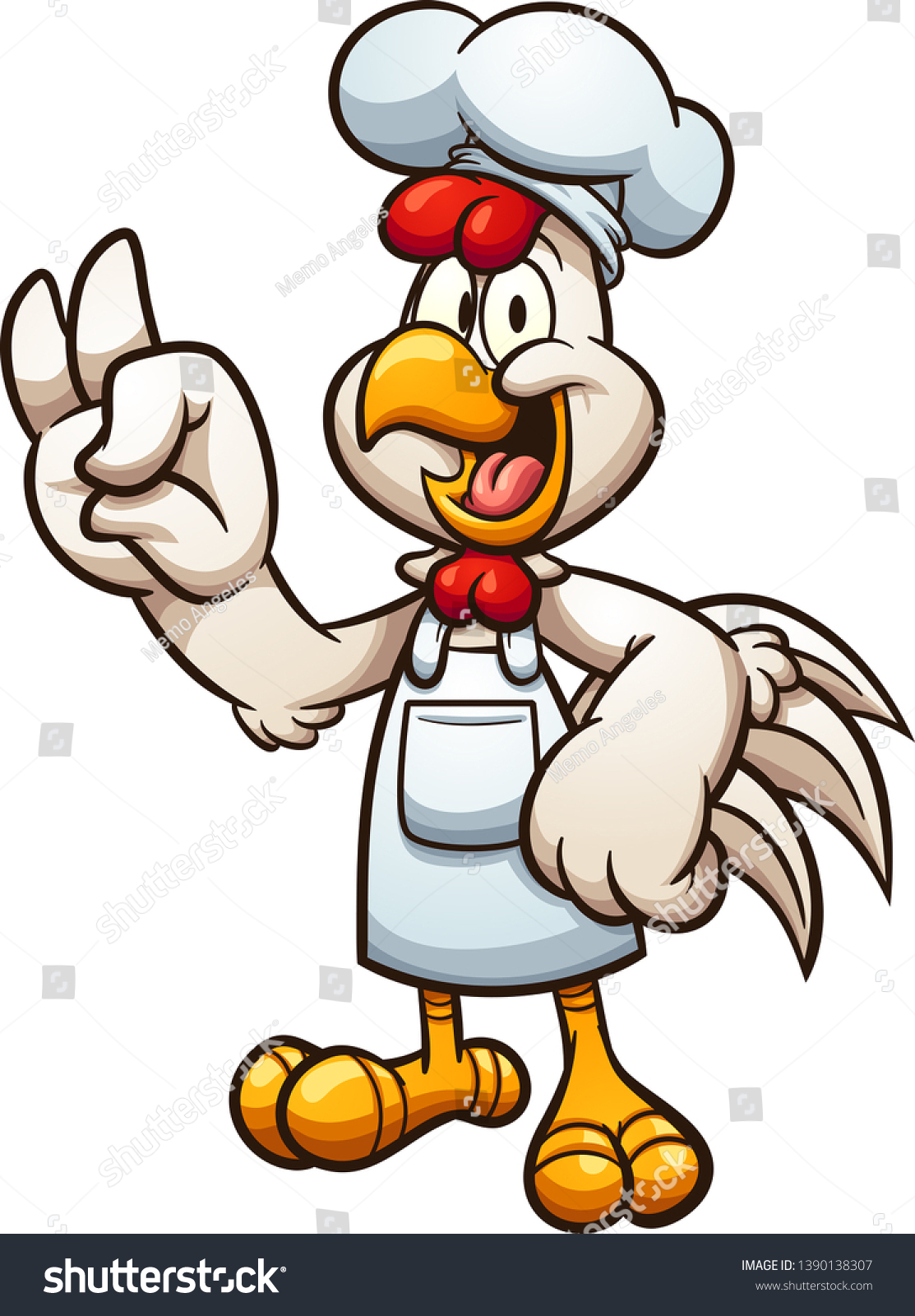 Cartoon Chicken Chef Making Ok Hand Stock Vector (Royalty Free ...