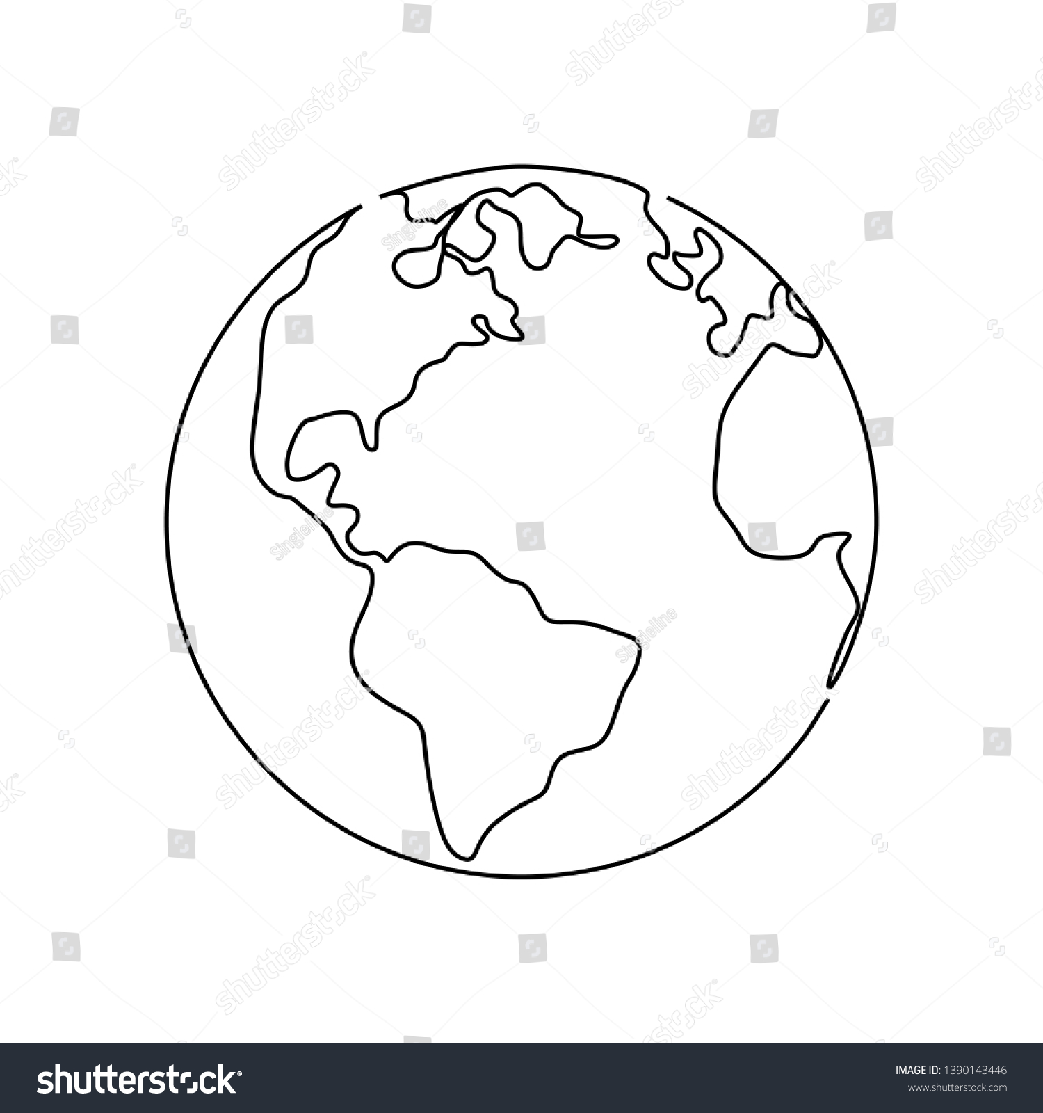 Earth Continuous One Line Drawing Vector Stock Vector (Royalty Free