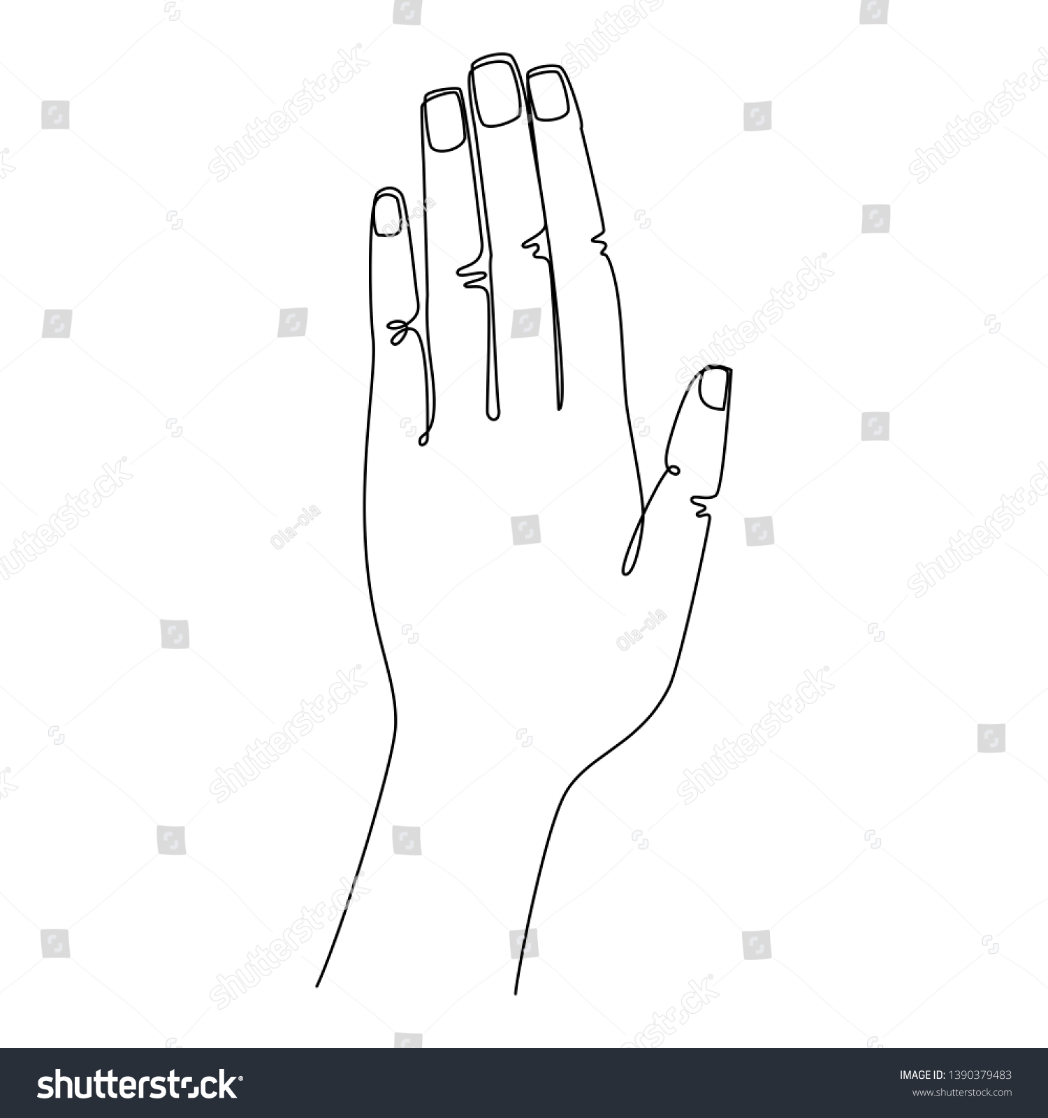 Human Hand Drawing One Line Drawing Stock Vector (Royalty Free ...