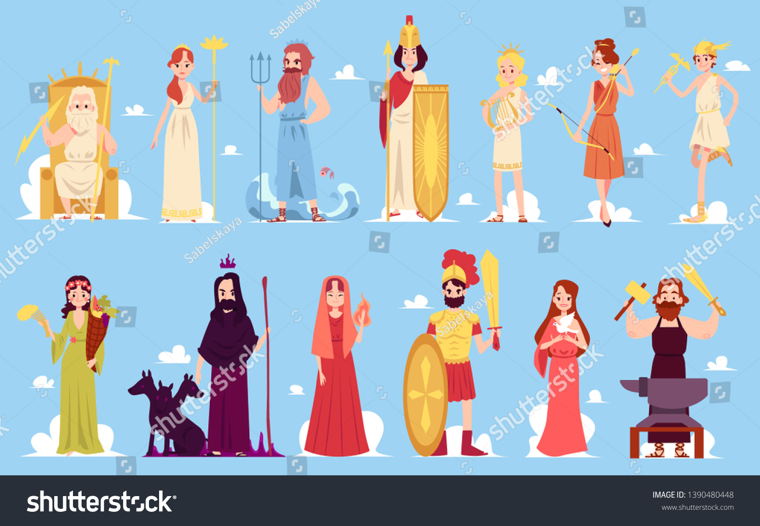 Greek Goddess Characters Ancient Hellenic Roman Stock Vector (Royalty ...