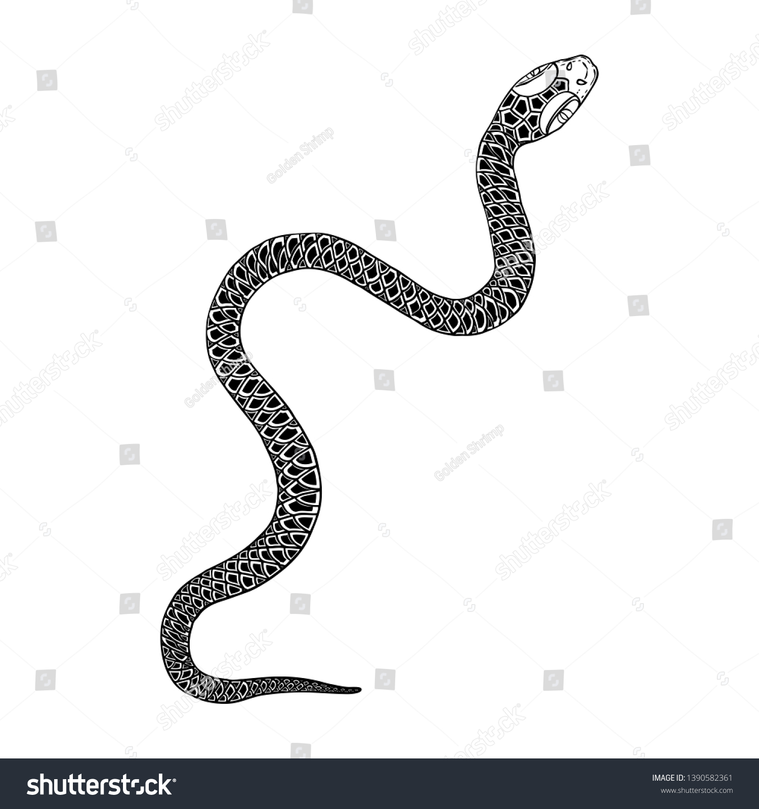 Snake Drawing Illustration Black Serpent Isolated Stock Vector (Royalty ...