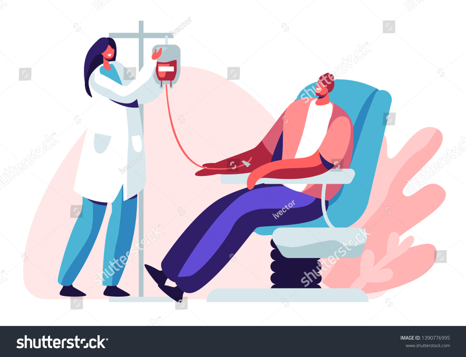 Blood Donation Male Character Donate Blood Stock Vector (Royalty Free ...