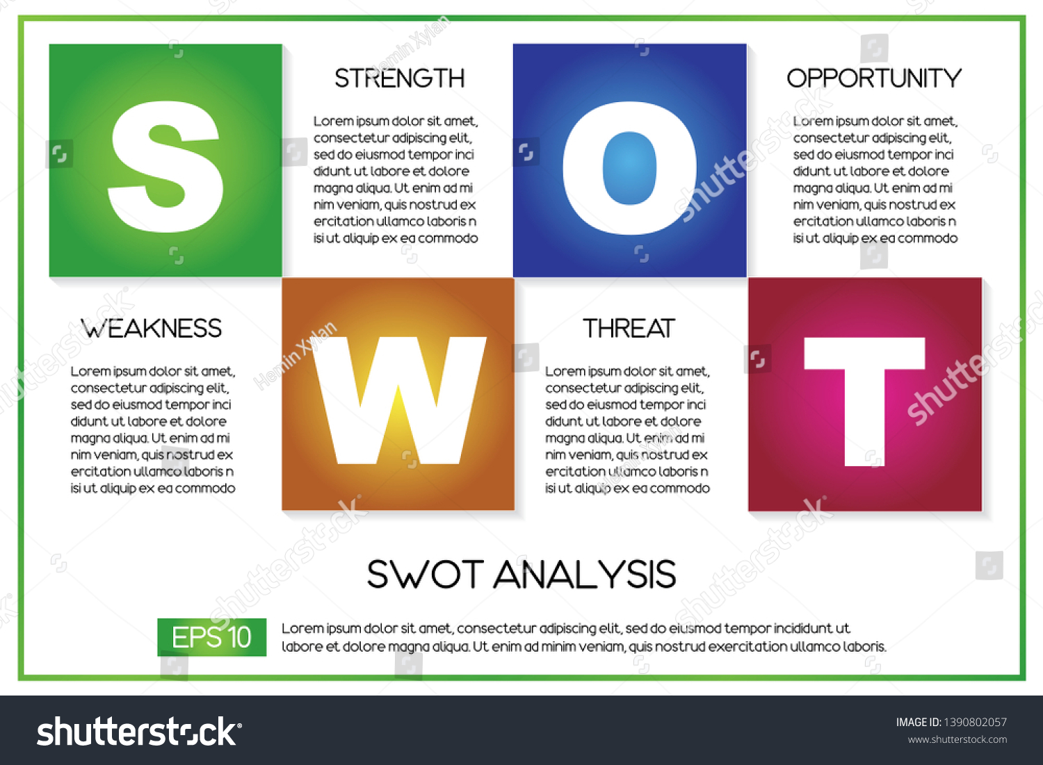 Swot Business Infographics Swot Matrix Evaluating Stock Vector (Royalty ...