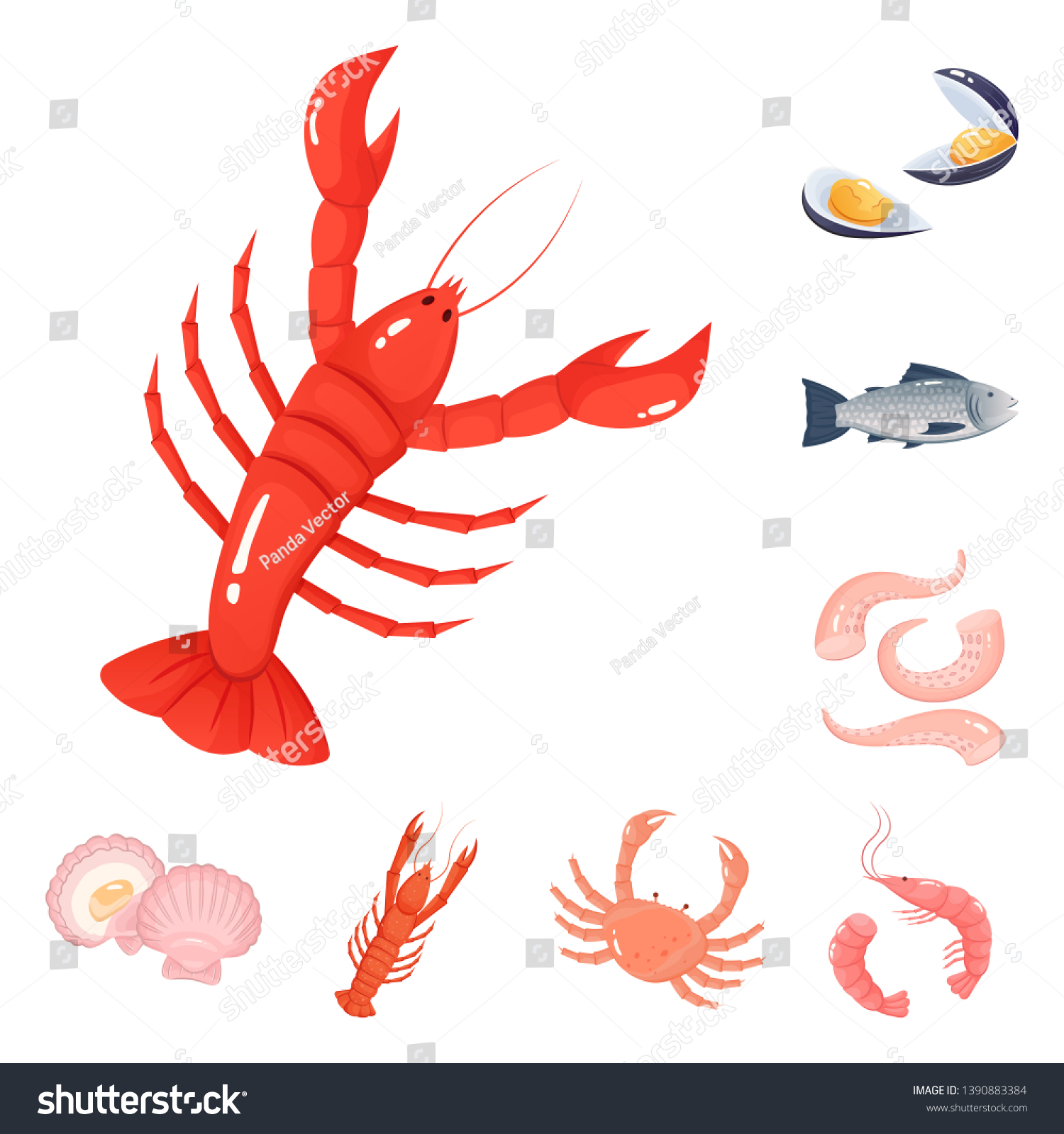 Vector Illustration Food Sea Logo Set Stock Vector (Royalty Free ...