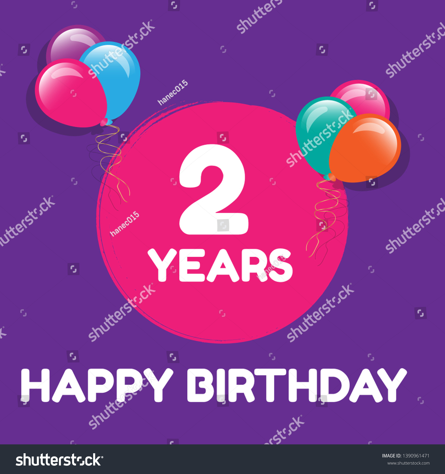 Happy Birthday Greeting Cards 2 Years Stock Vector (Royalty Free ...