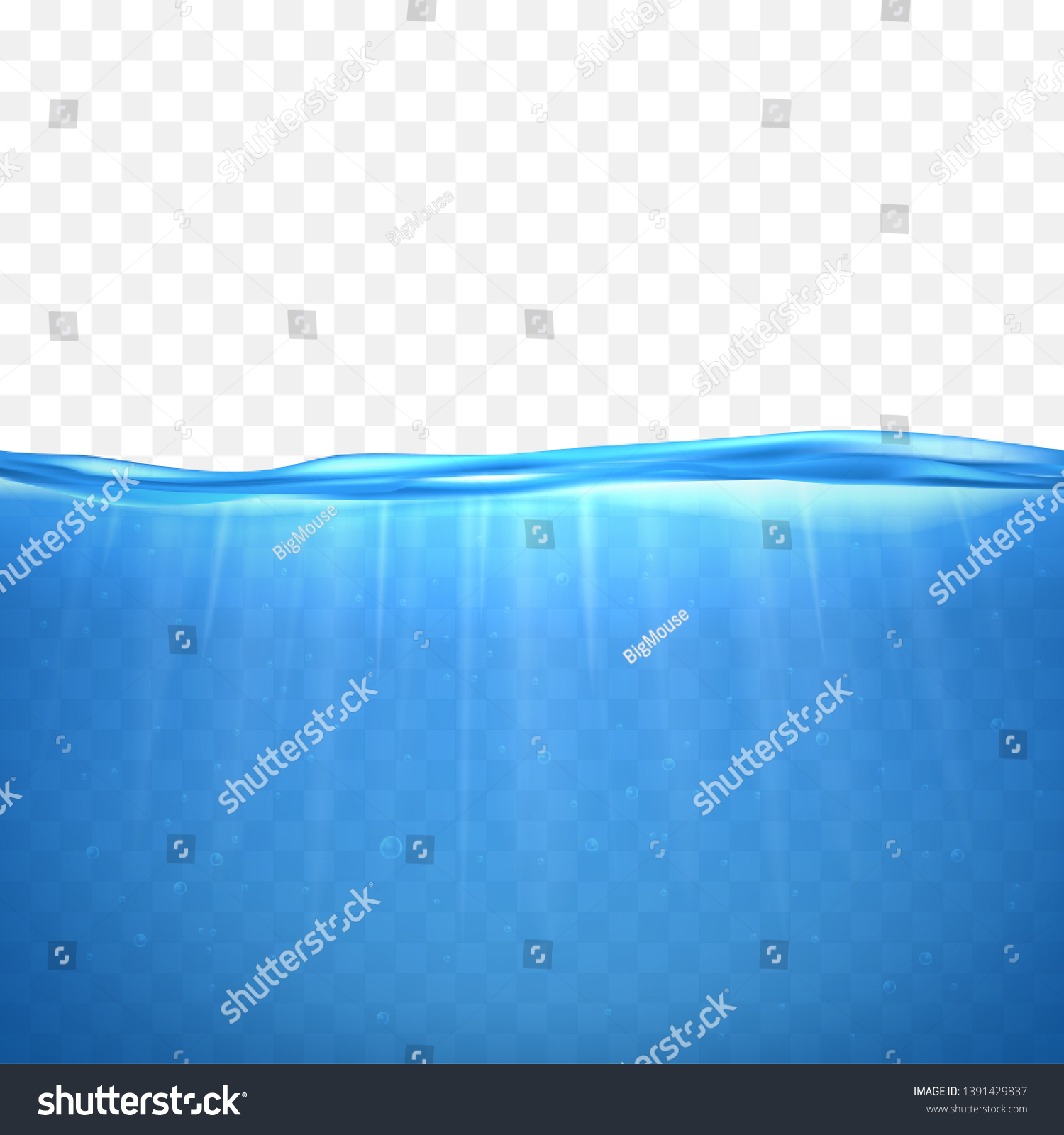 Realistic 3d Detailed Underwater Background Blue Stock Illustration ...