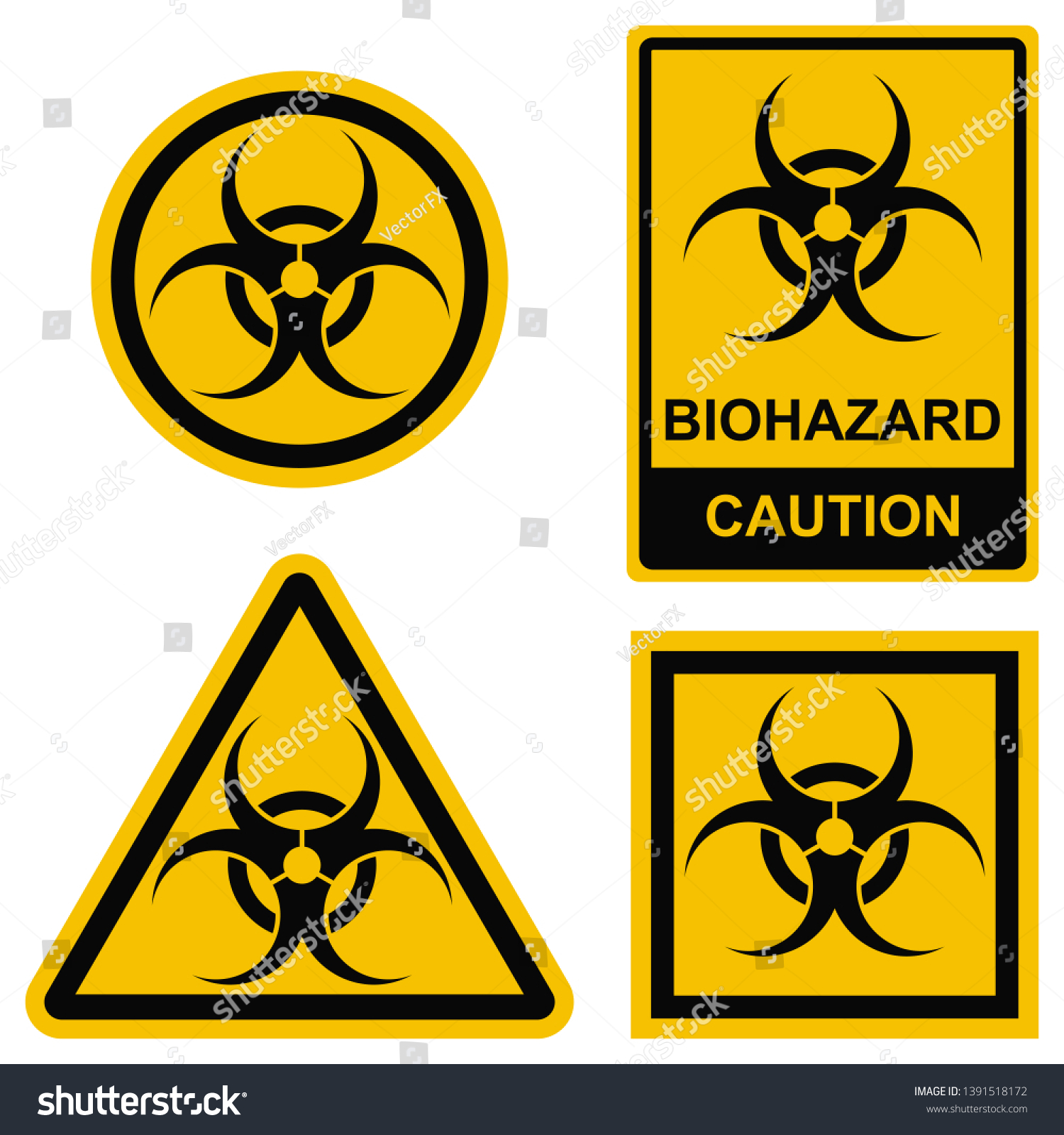 Biohazard Symbols Set Biological Danger Caution Stock Vector (Royalty ...