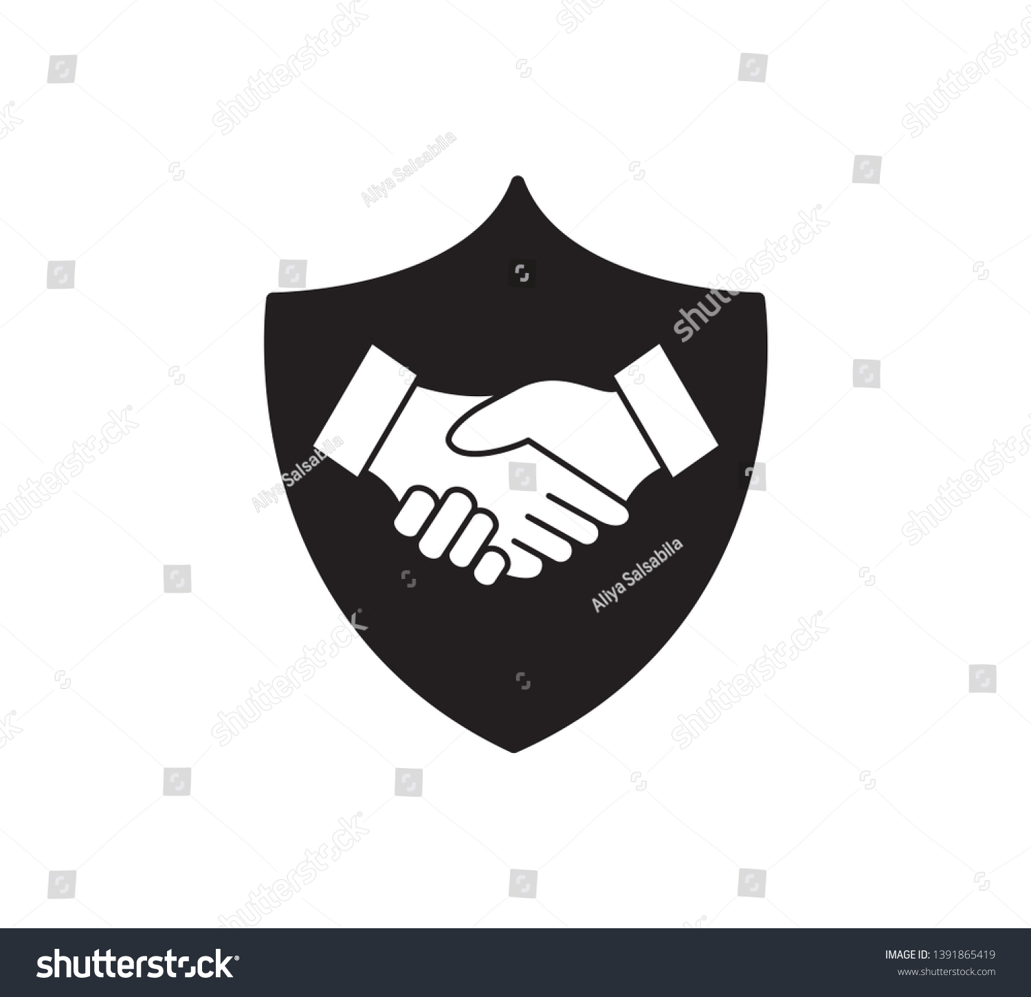 Handshake Shield Icon Vector Agreement Sign Stock Vector (Royalty Free ...