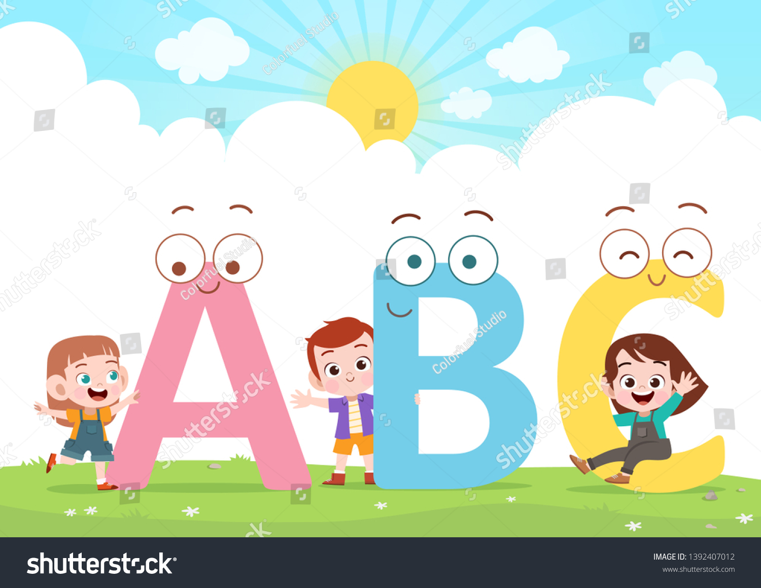 Kids Play Alphabet Vector Illustration Stock Vector (Royalty Free ...