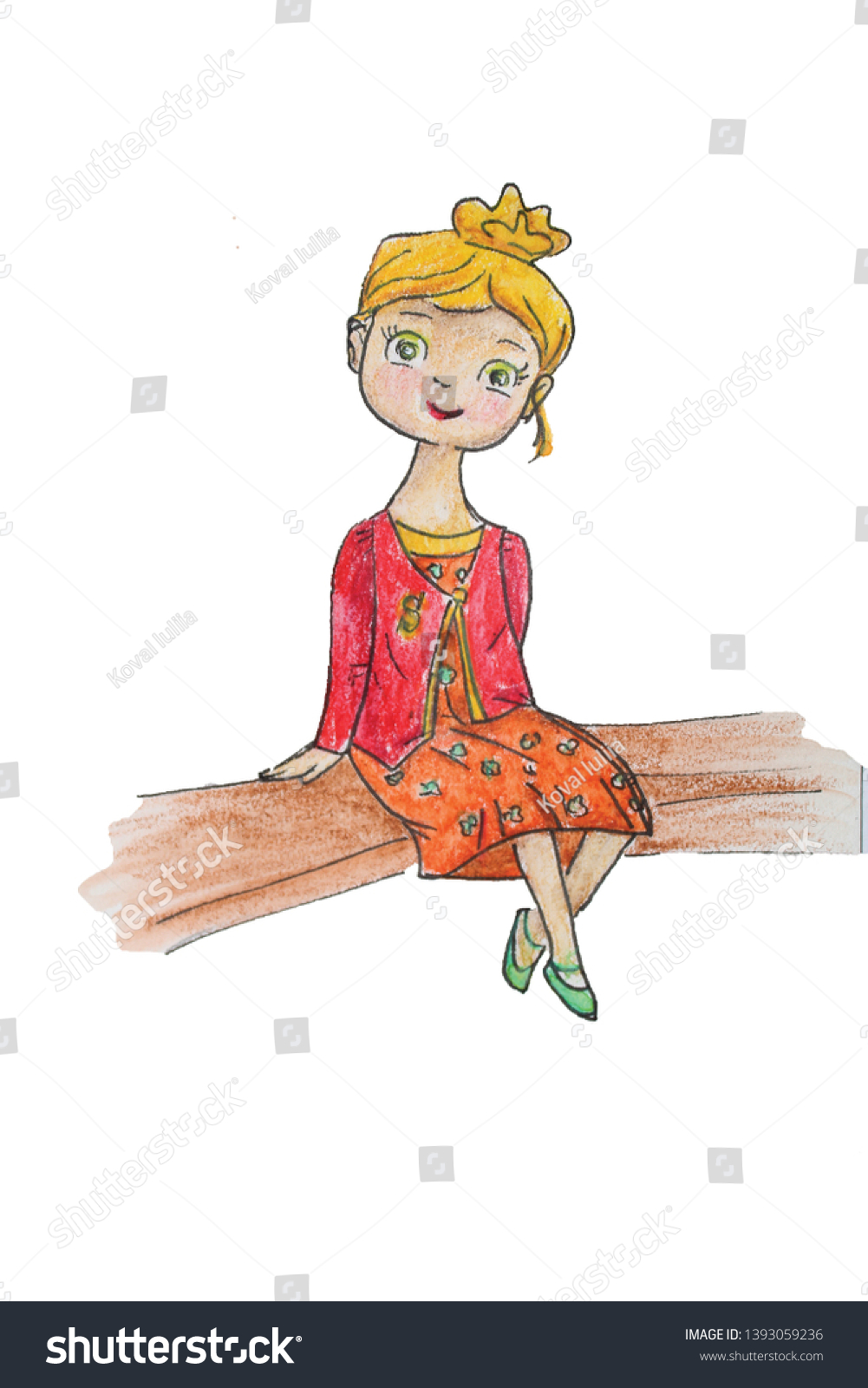 girl sitting against tree cartoon