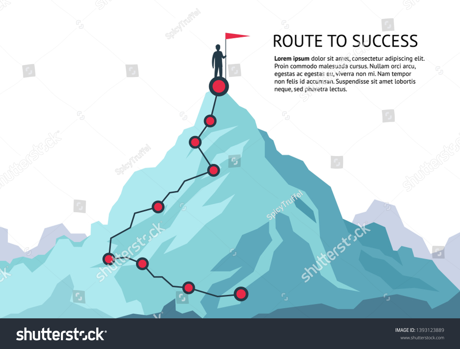 Mountain Journey Path Route Challenge Infographic Stock Illustration ...