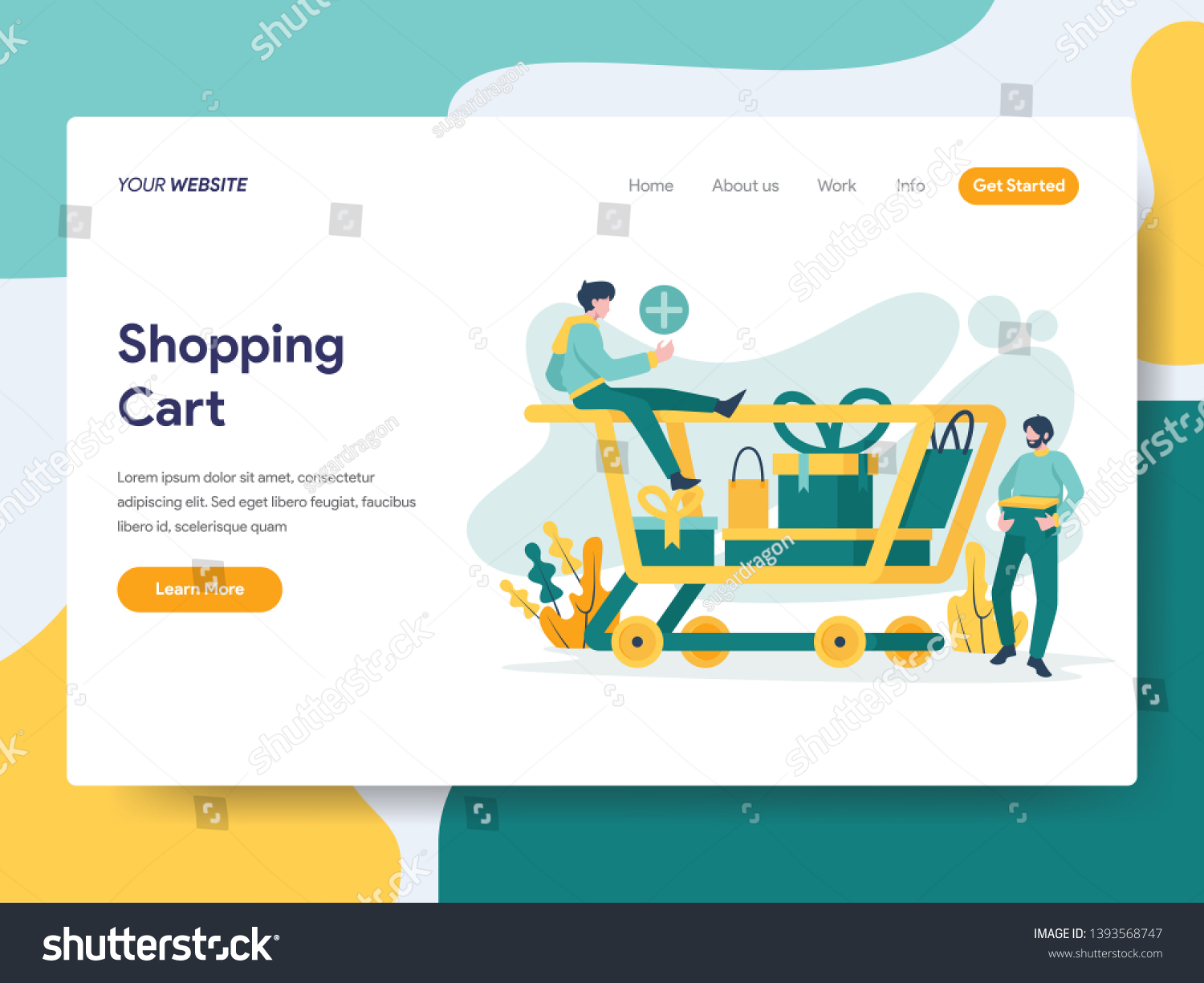 Landing Page Template Shopping Cart Illustration Stock Vector Royalty Free 1393568747 7436