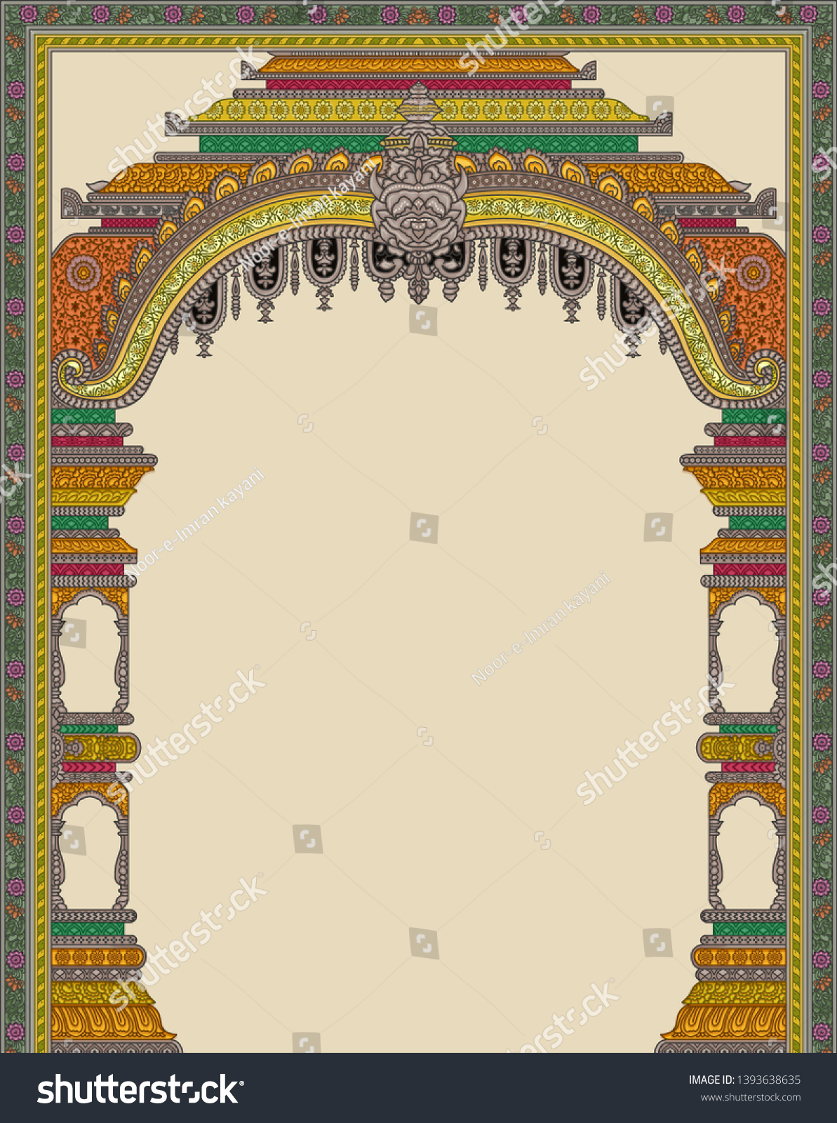 Mughal Architecture Miniature Painting Manually Illustrated Stock   Stock Photo  Mughal Architecture Miniature Painting Manually Illustrated Mughal Building Painting Artwork 1393638635 