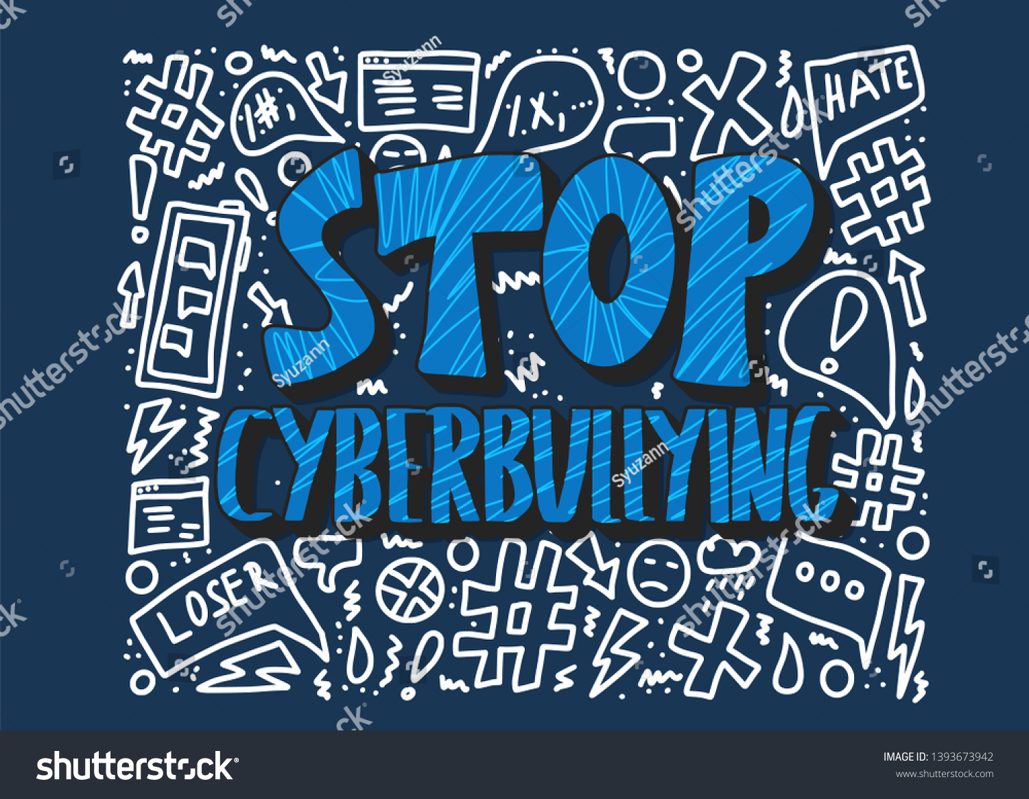 Stop Cyberbullying Poster Template Design Elements Stock Vector 