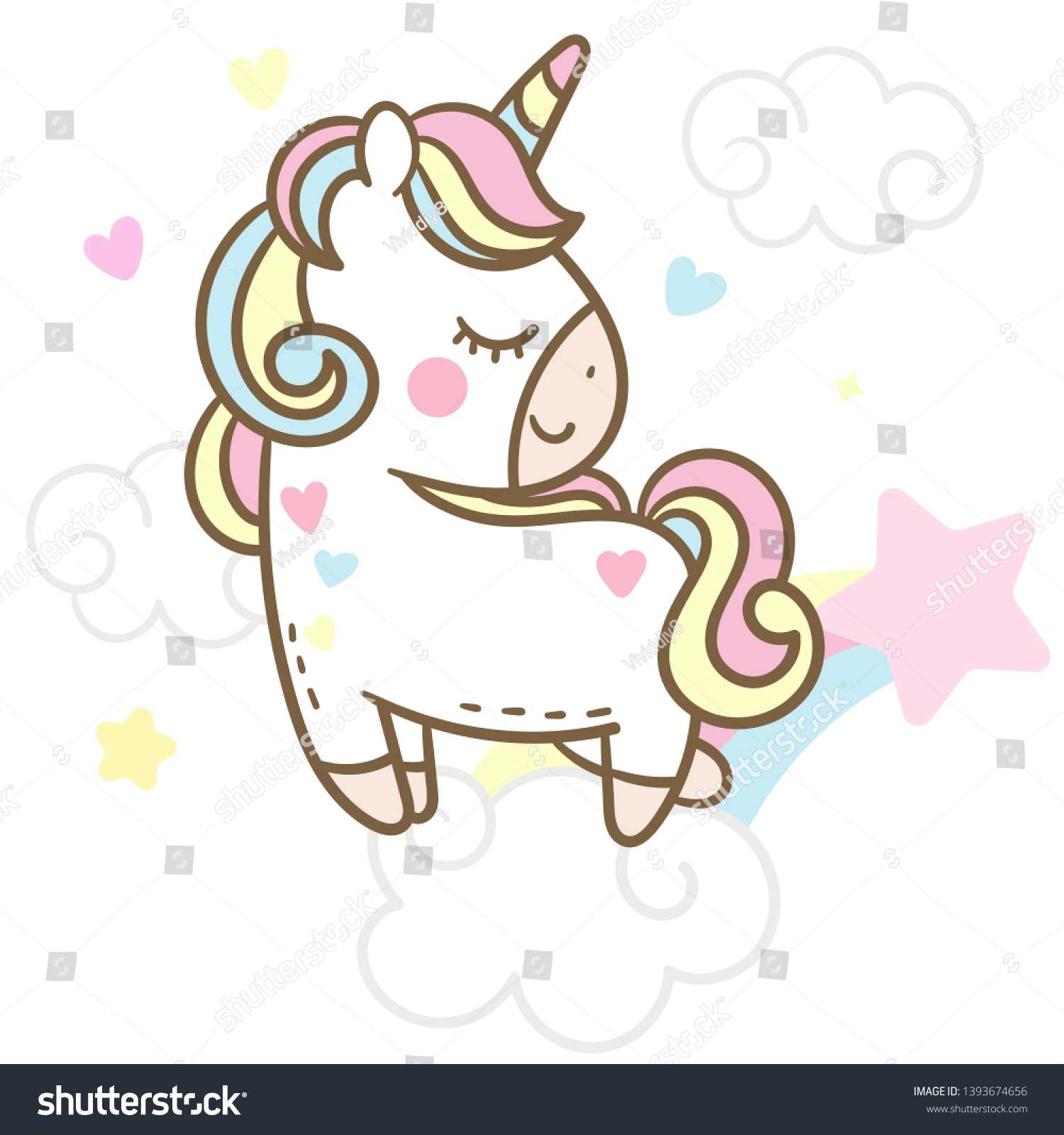 Illustrator Unicorn Vector Jump On Sky Stock Vector (royalty Free 