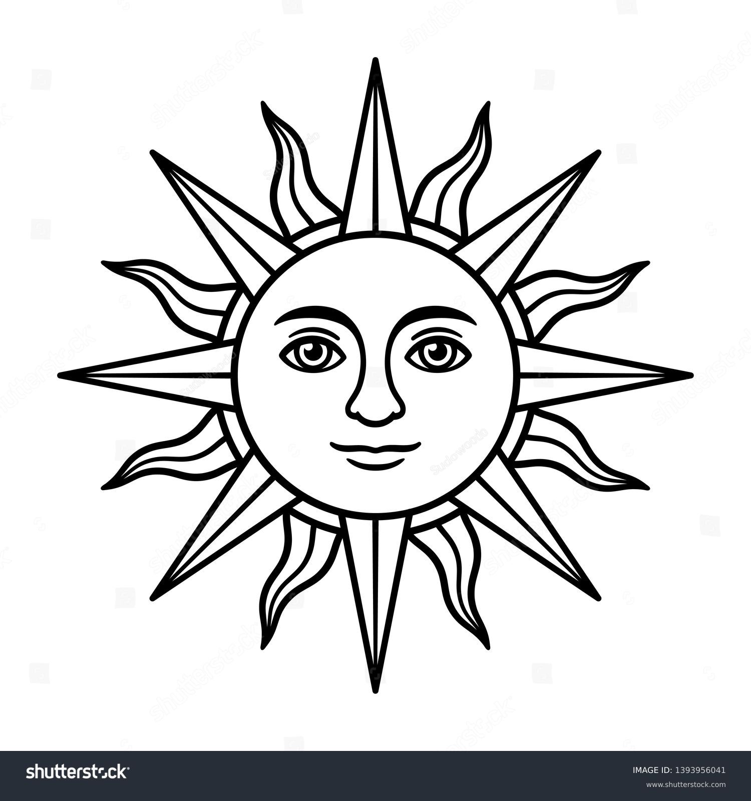 Antique Sun Symbol Face Vintage Heraldic Stock Vector (Royalty Free ...