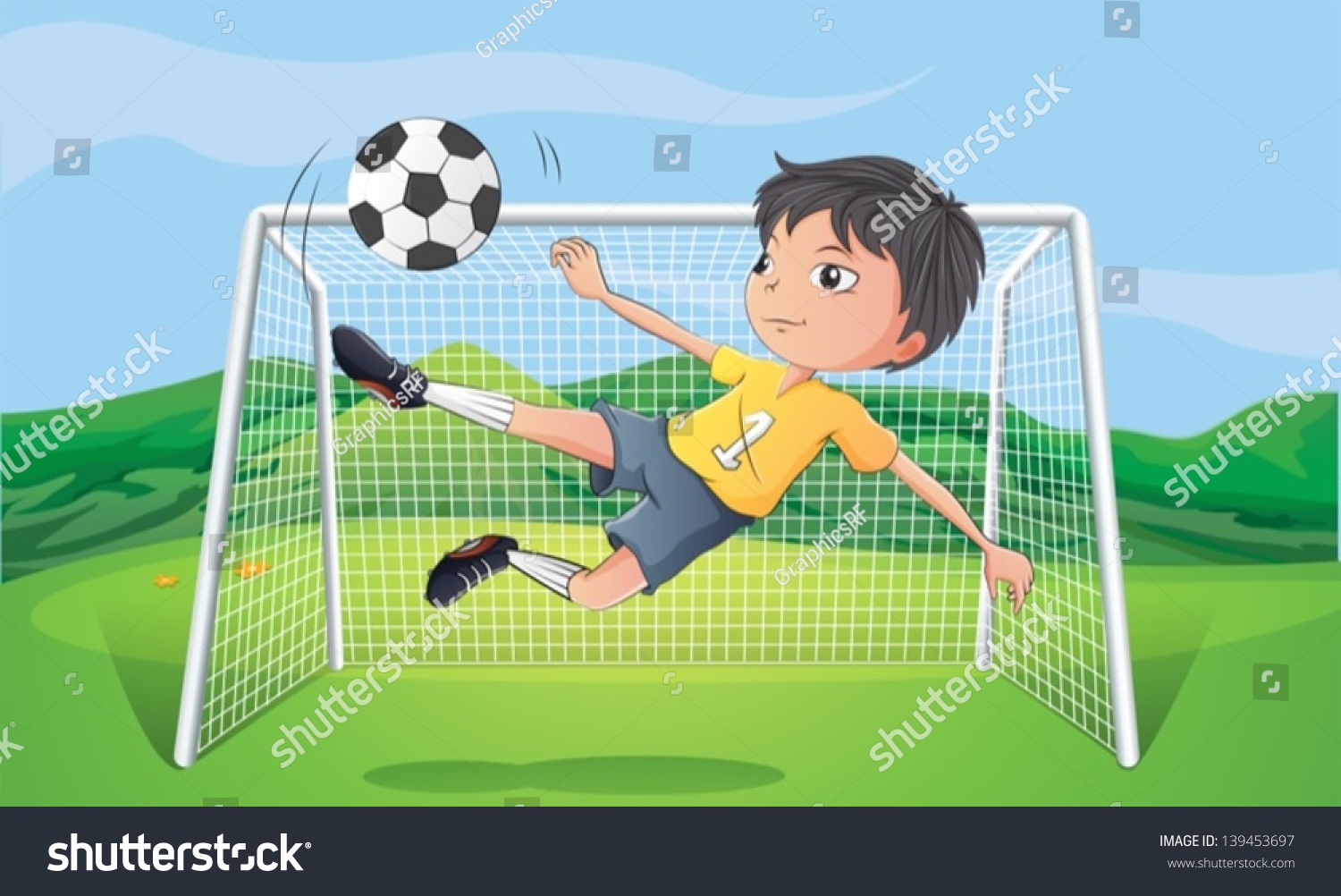 Illustration Young Man Playing Football Stock Vector (Royalty Free ...