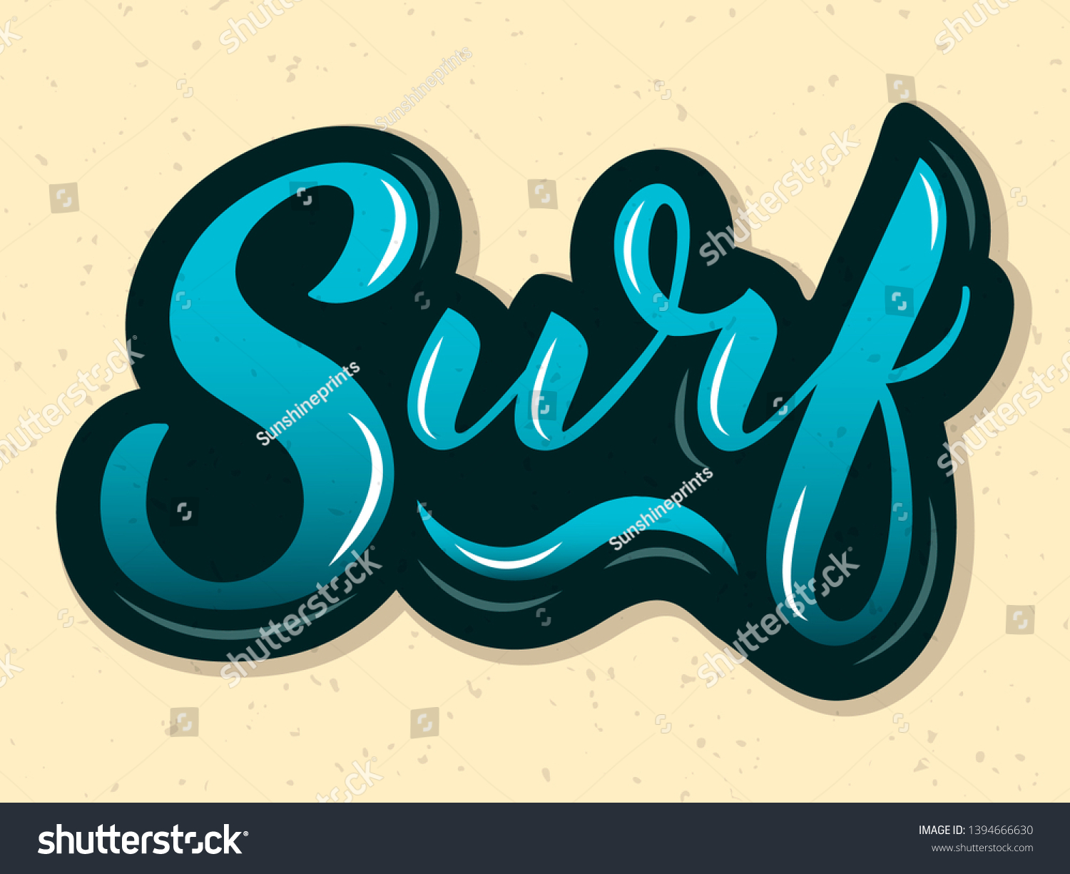 Hand Sketched Vector Surf Lettering Typography Stock Vector (Royalty ...