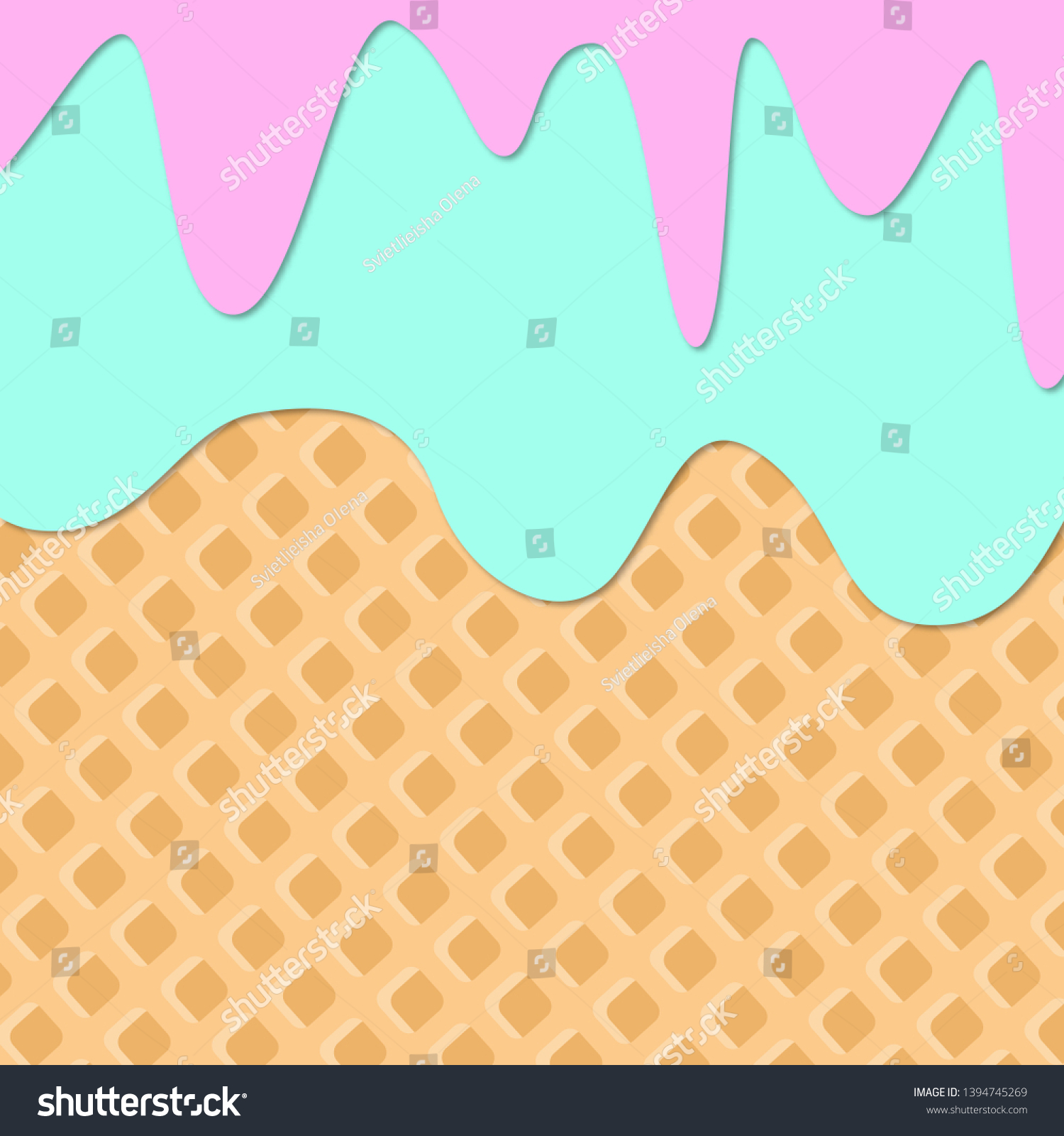 Ice Cream Melted On Wafer Background Stock Vector Royalty Free 1394745269 Shutterstock 9533