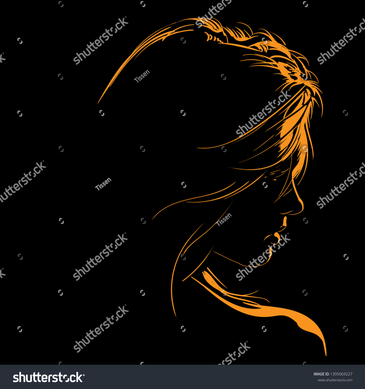 Beauty Woman Face Silhouette Contrast Backlight Stock Vector (Royalty ...