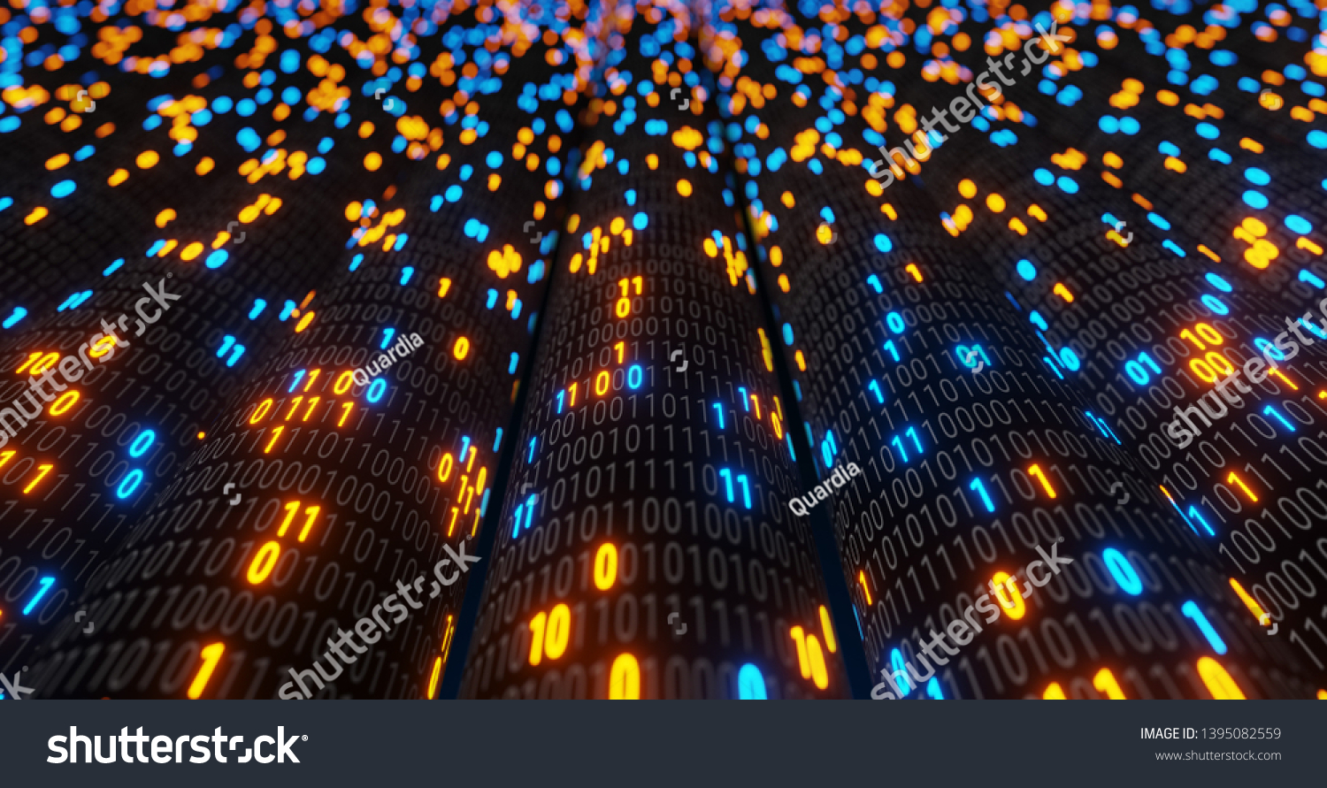 Abstract Blue Orange Digital Binary Code Stock Illustration 1395082559 ...